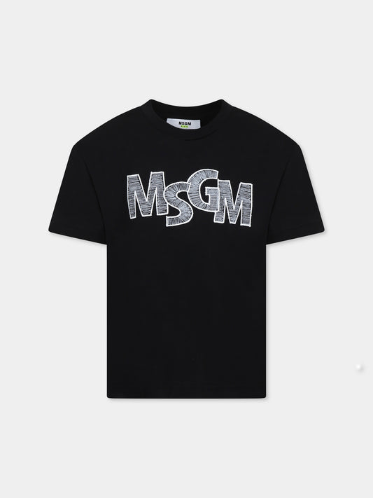 Black t-shirt for boy with logo