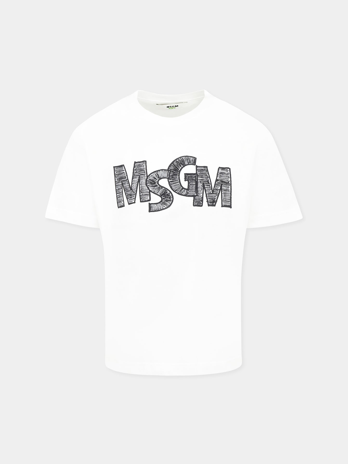 White t-shirt for boy with logo