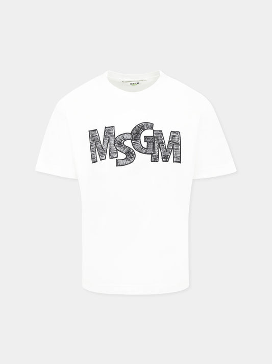 White t-shirt for boy with logo