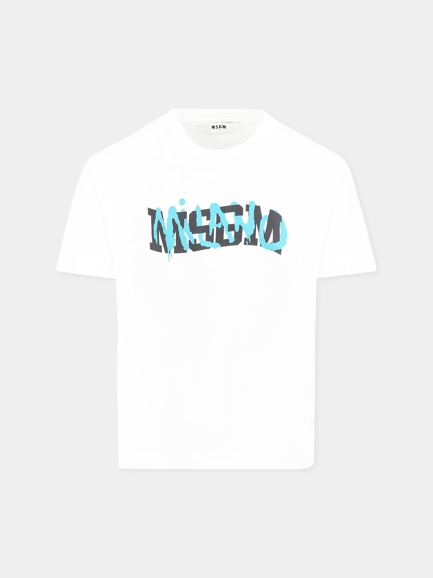 T-shirt bianca per bambino con logo,Msgm Kids,S5MSJBTH309 001