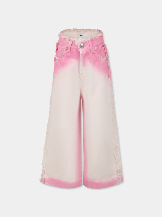 Jeans rosa per bambina con logo,Msgm Kids,S5MSJGDP134 MS003