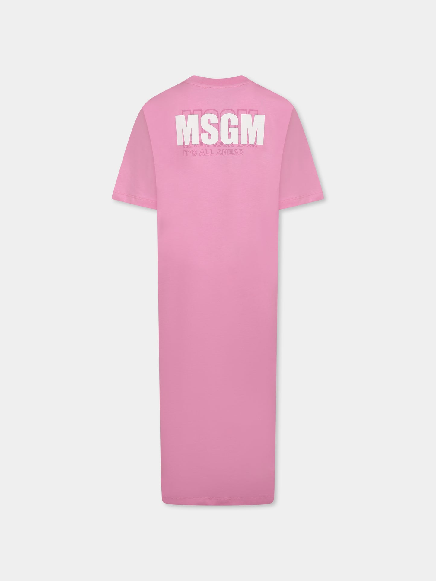 Pink dress for girl with logo