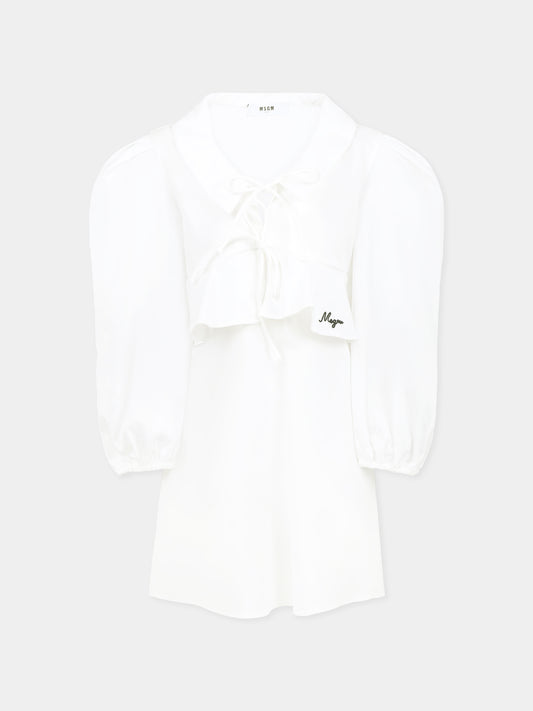 Vestito bianco per bambina con logo,Msgm Kids,S5MSJGDR126 001