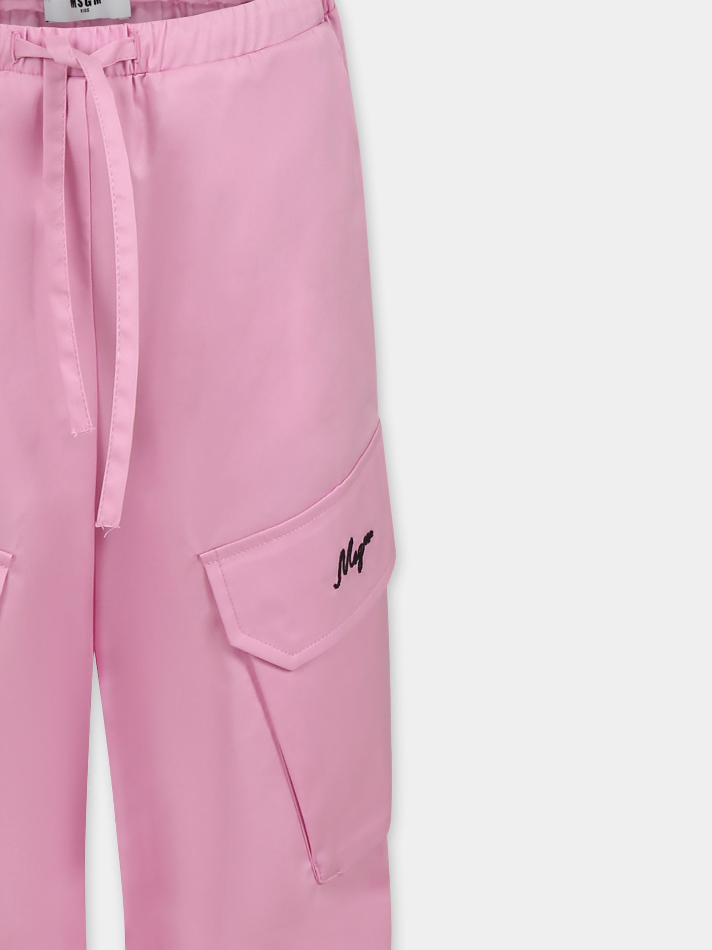 Pantaloni rosa per bambina con logo,Msgm Kids,S5MSJGPA114 MS003