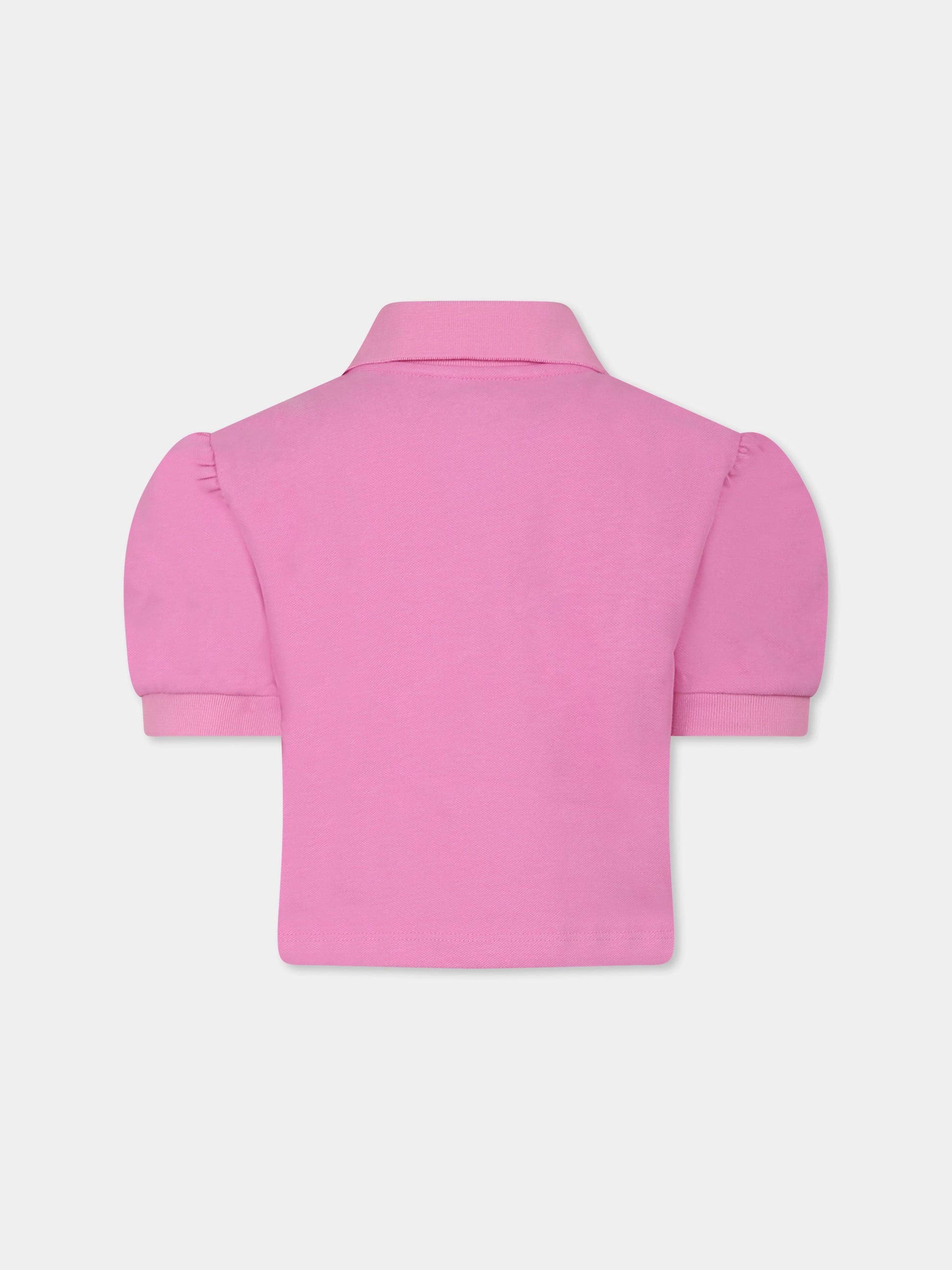 Polo crop rosa per bambina con logo,Msgm Kids,S5MSJGPO268 MS003