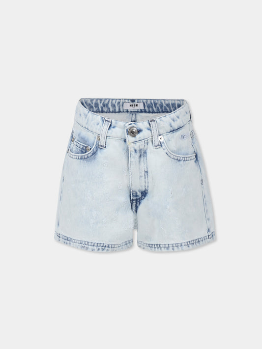 Shorts denim per bambina con logo,Msgm Kids,S5MSJGSH132 126