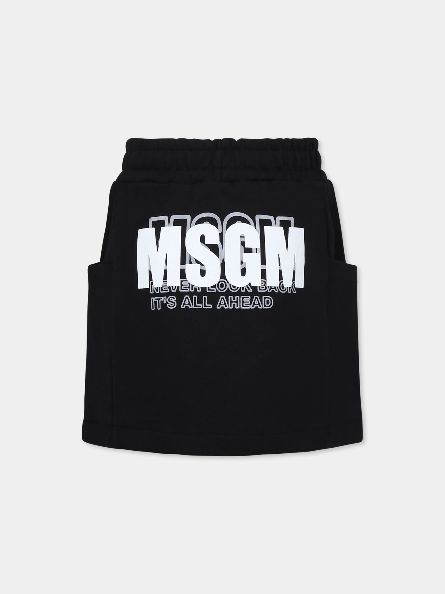 Gonna nera per bambina con logo,Msgm Kids,S5MSJGSK090 110