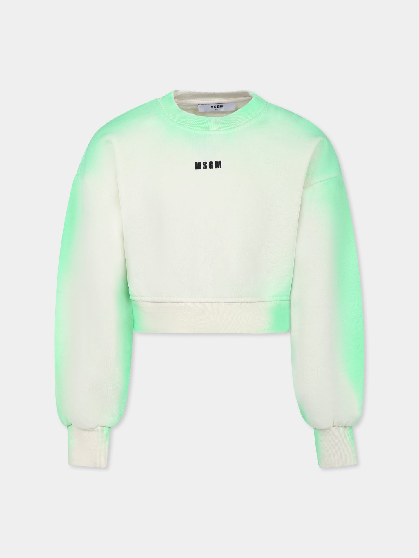 Green crop sweatshirt for girl with logo