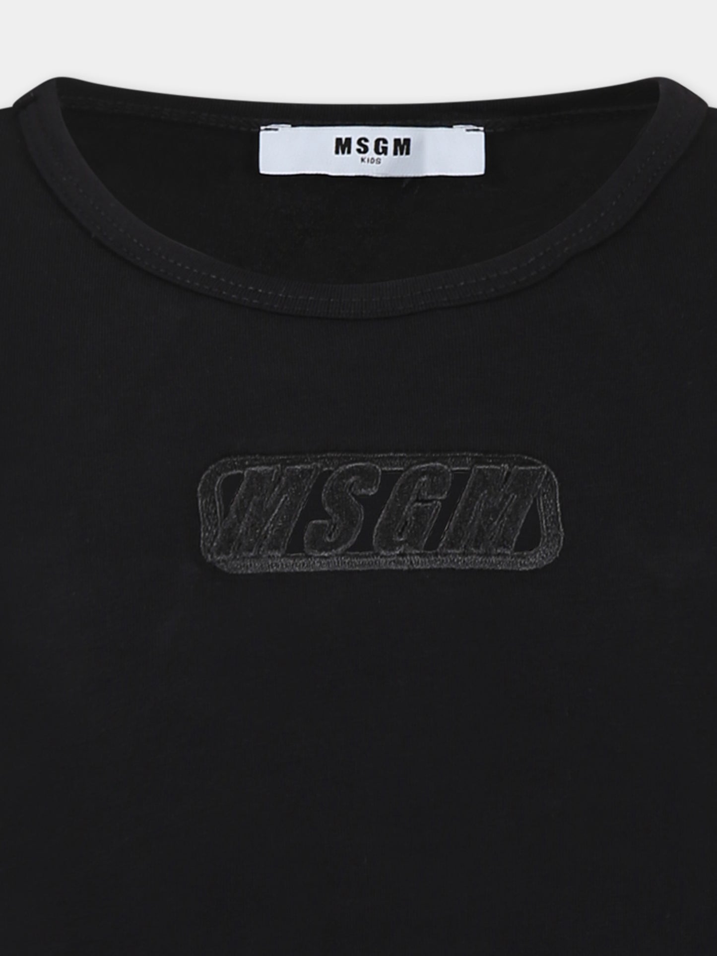 T-shirt nera per bambina con logo,Msgm Kids,S5MSJGTH081 110