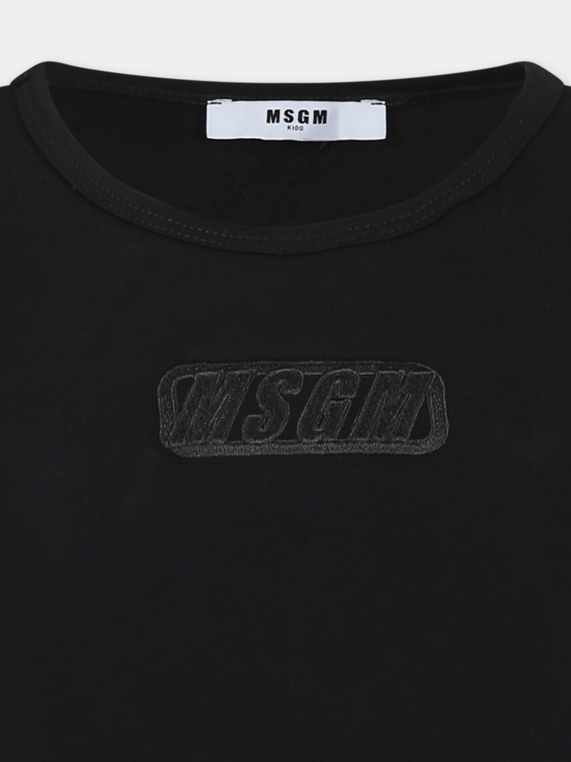 T-shirt nera per bambina con logo,Msgm Kids,S5MSJGTH081 110