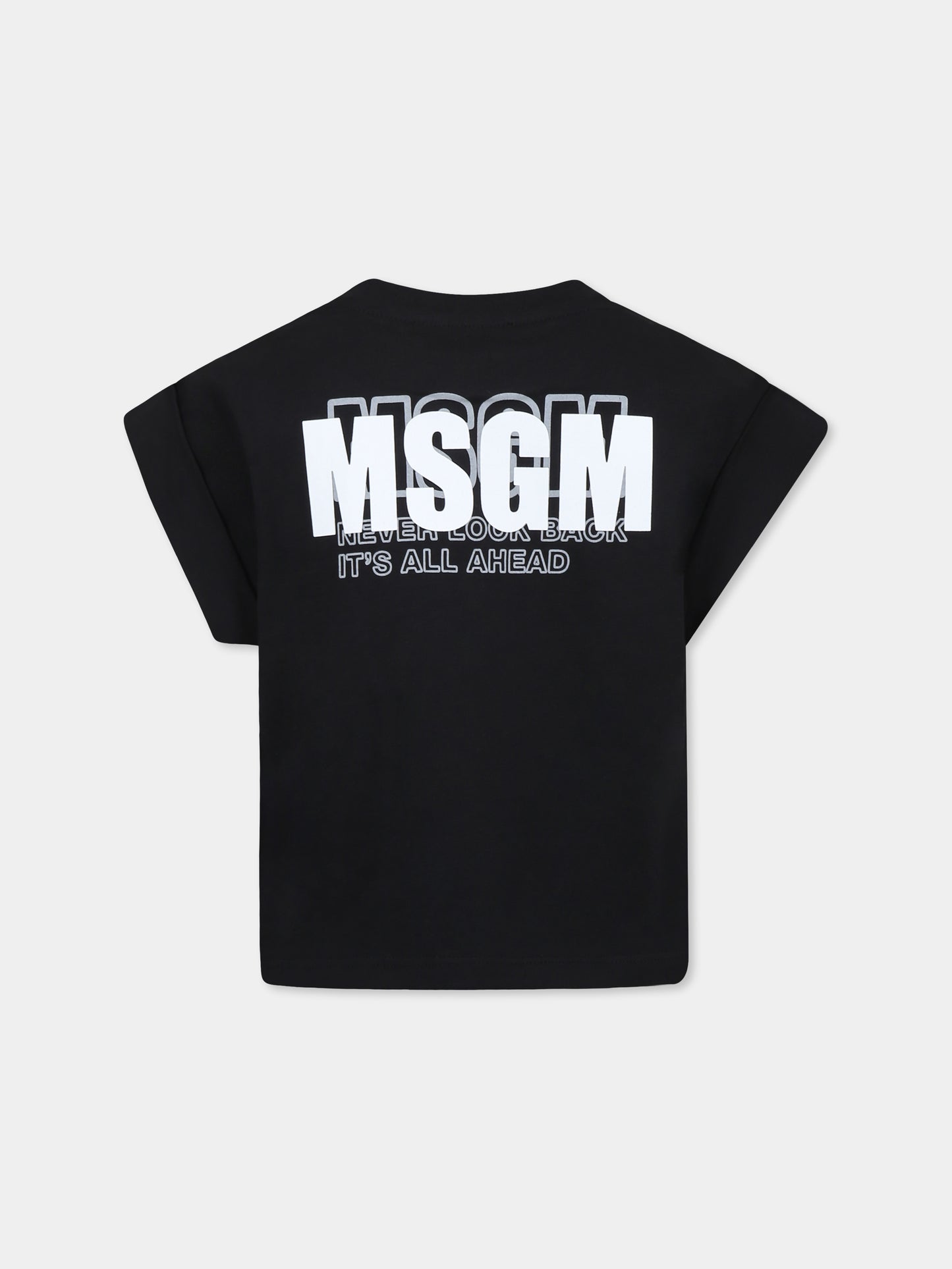 T-shirt nera per bambina con logo,Msgm Kids,S5MSJGTH083 110