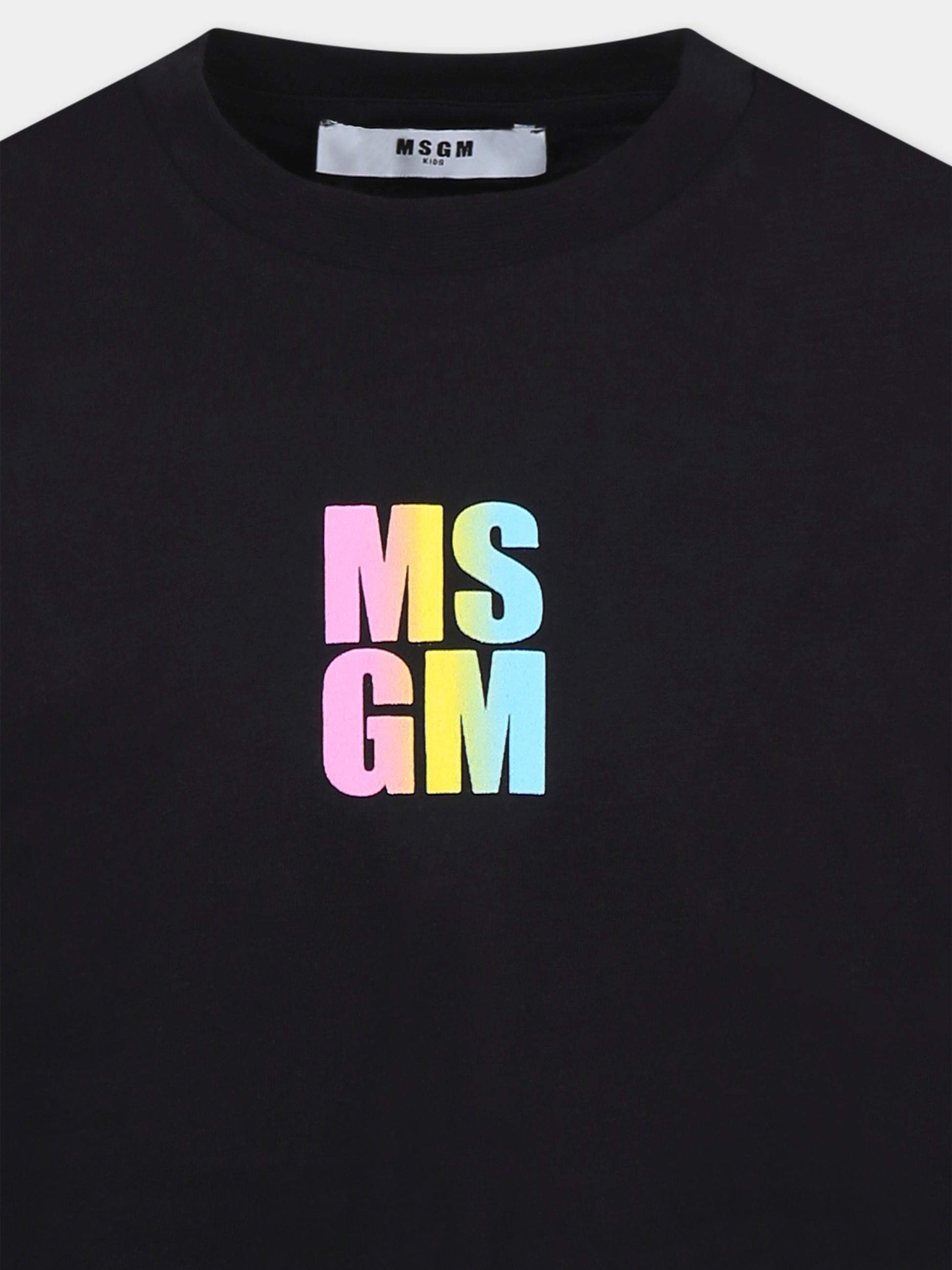 T-shirt nera per bambina con logo,Msgm Kids,S5MSJGTH218 110