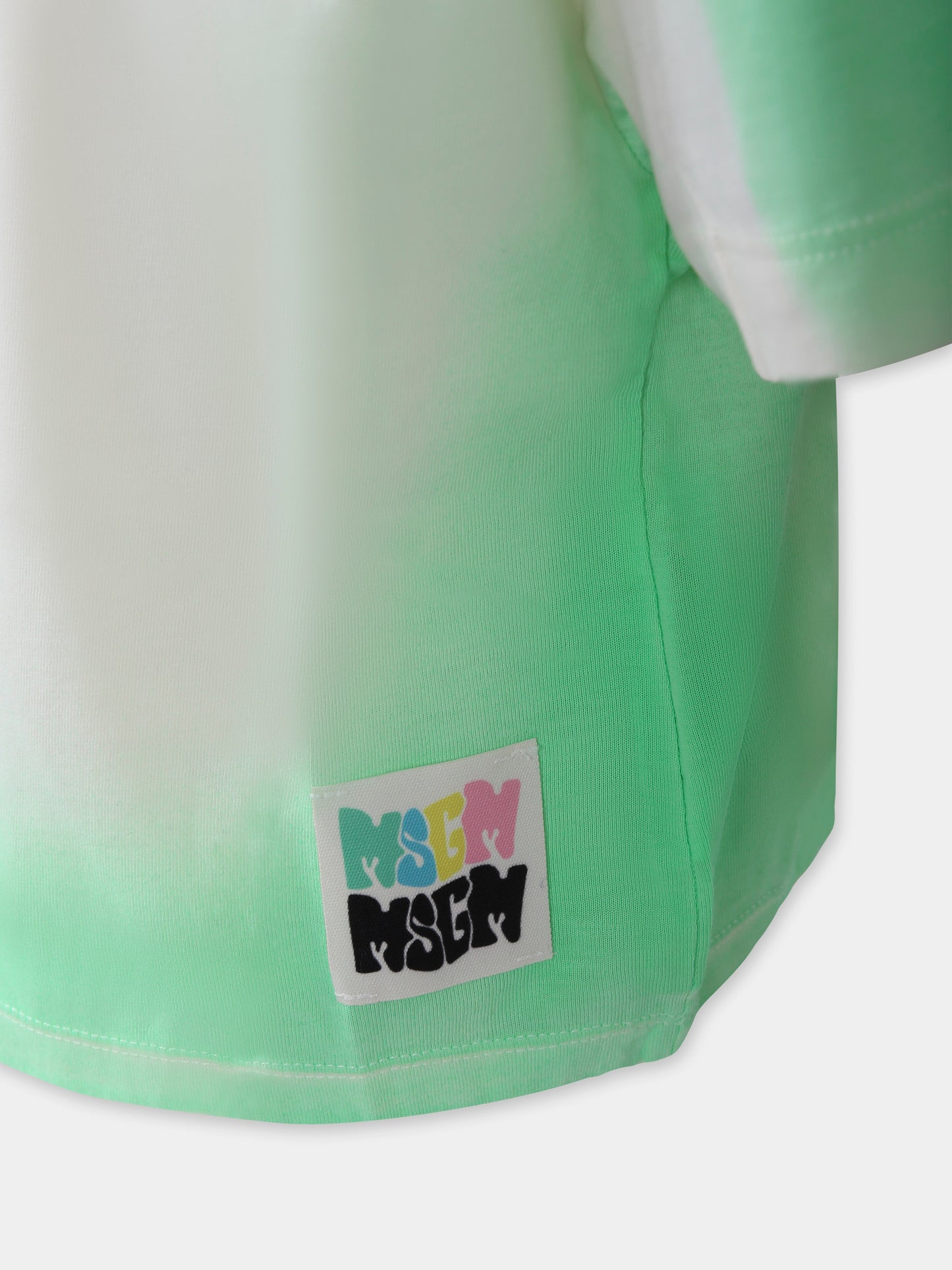 T-shirt verde per bambina con logo,Msgm Kids,S5MSJGTH304 MS006