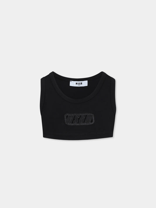 Balck tank top for girl with logo