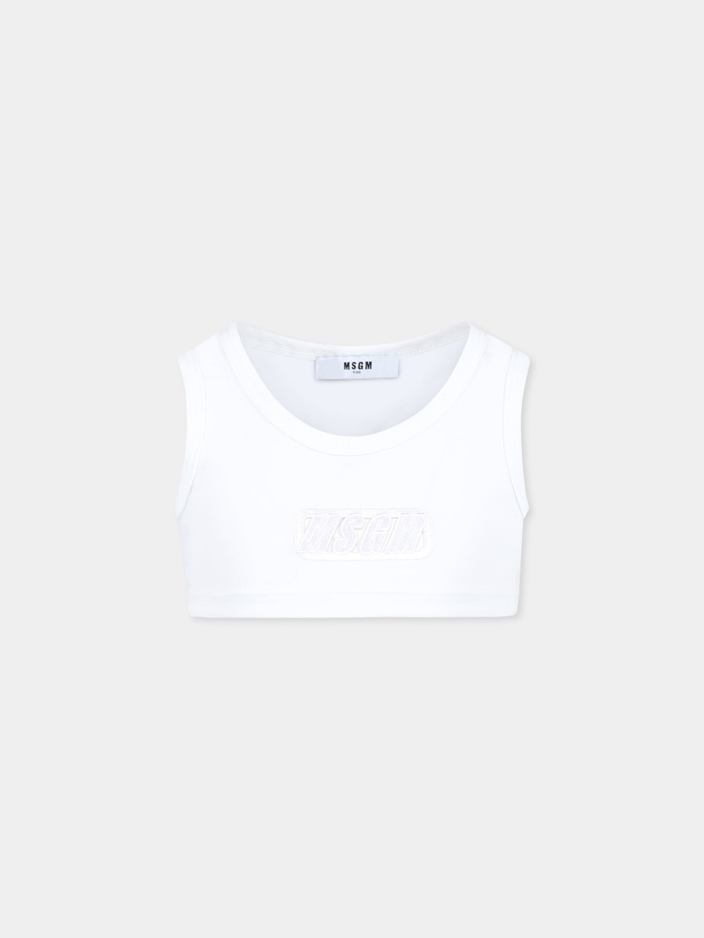 White tank top for girl with logo