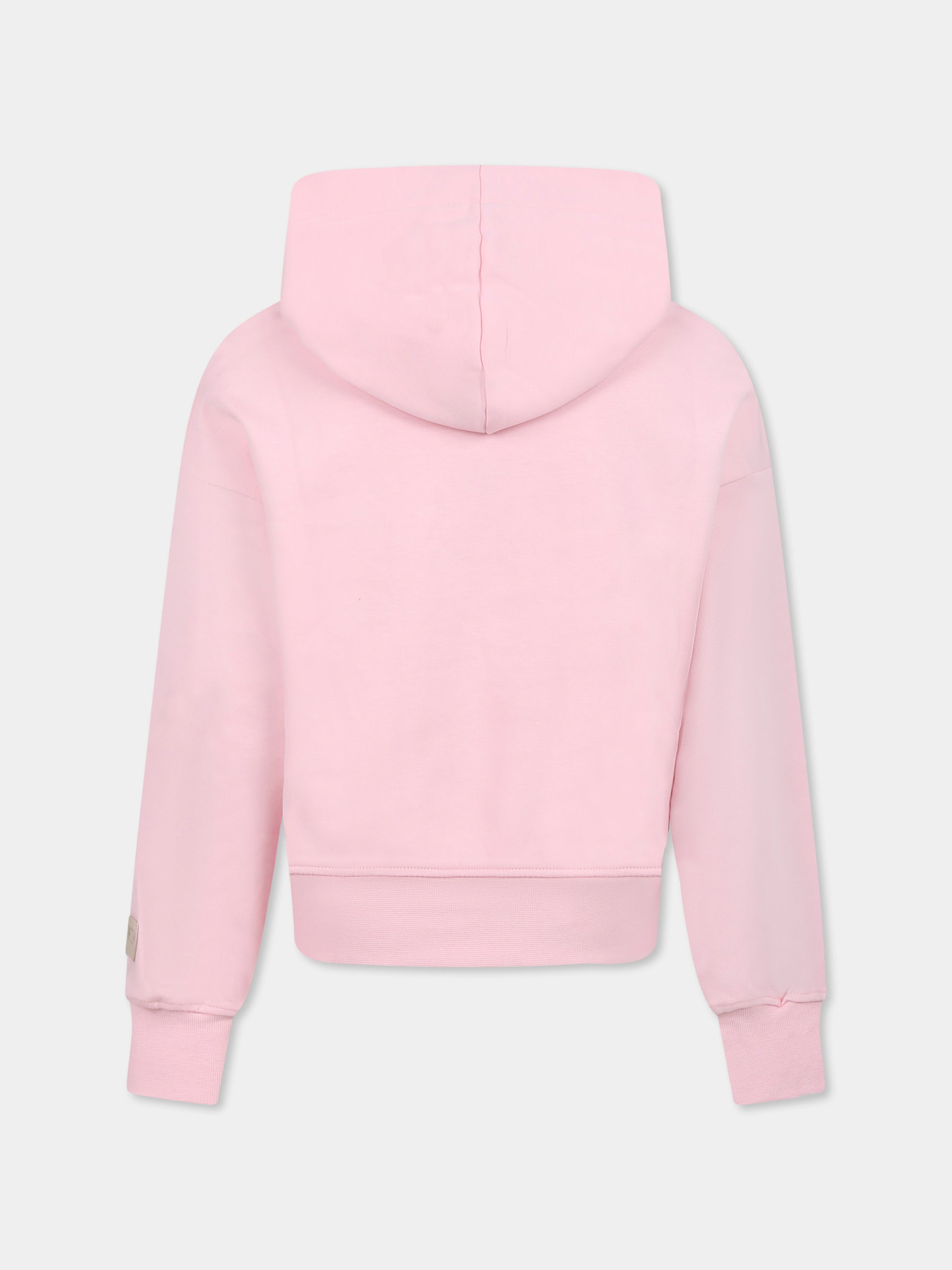 Felpa rosa per bambina con logo,Msgm Kids,S5MSJUHS166 MS015