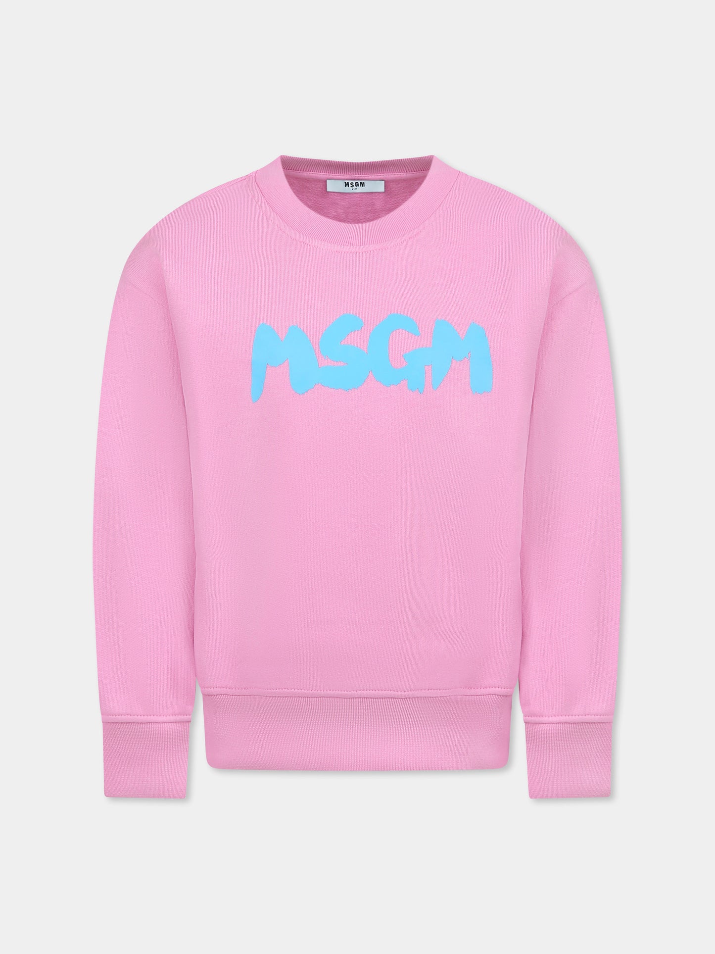 Felpa rosa per bambina con logo,Msgm Kids,S5MSJUSW053 MS003
