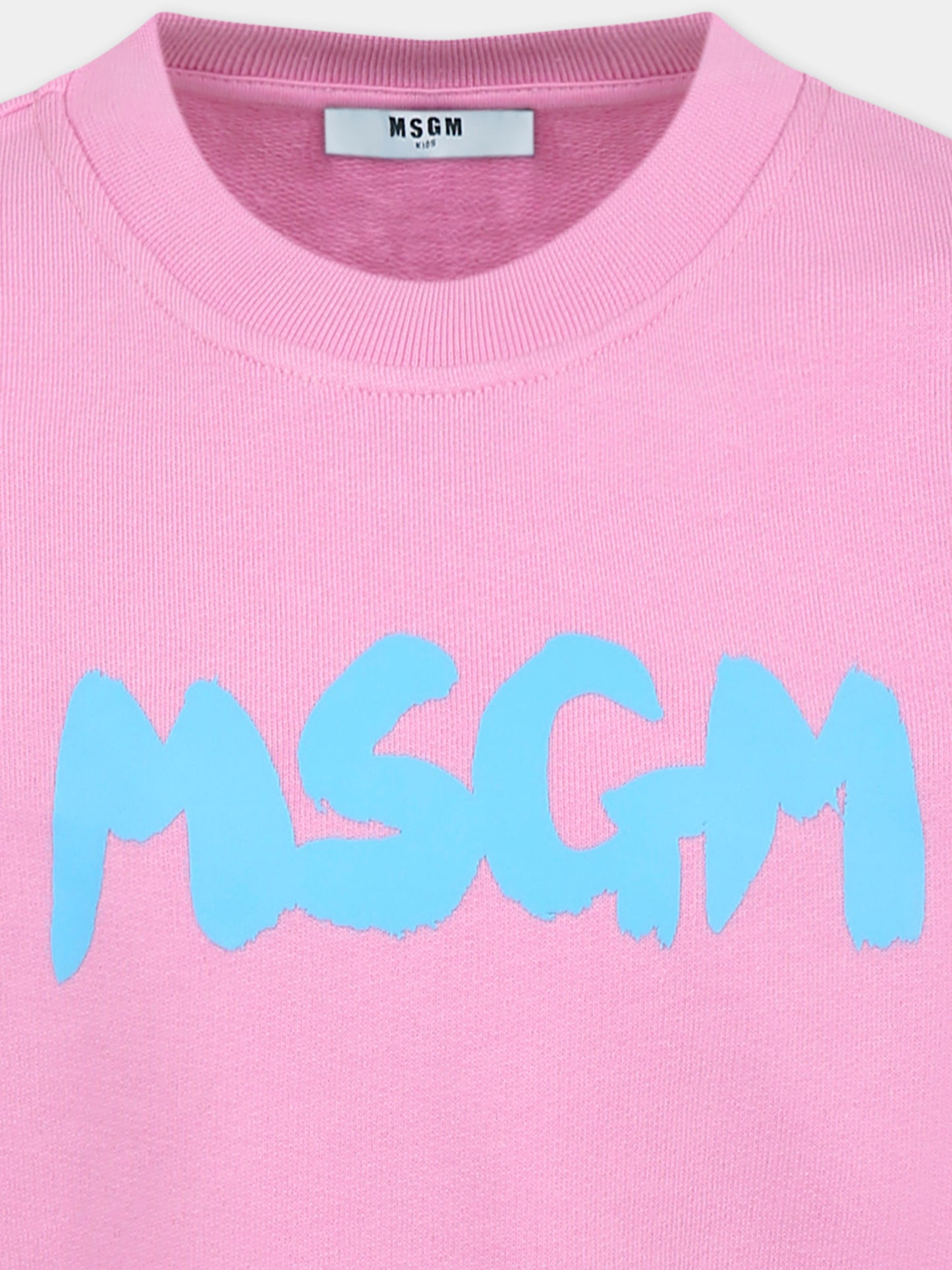 Felpa rosa per bambina con logo,Msgm Kids,S5MSJUSW053 MS003