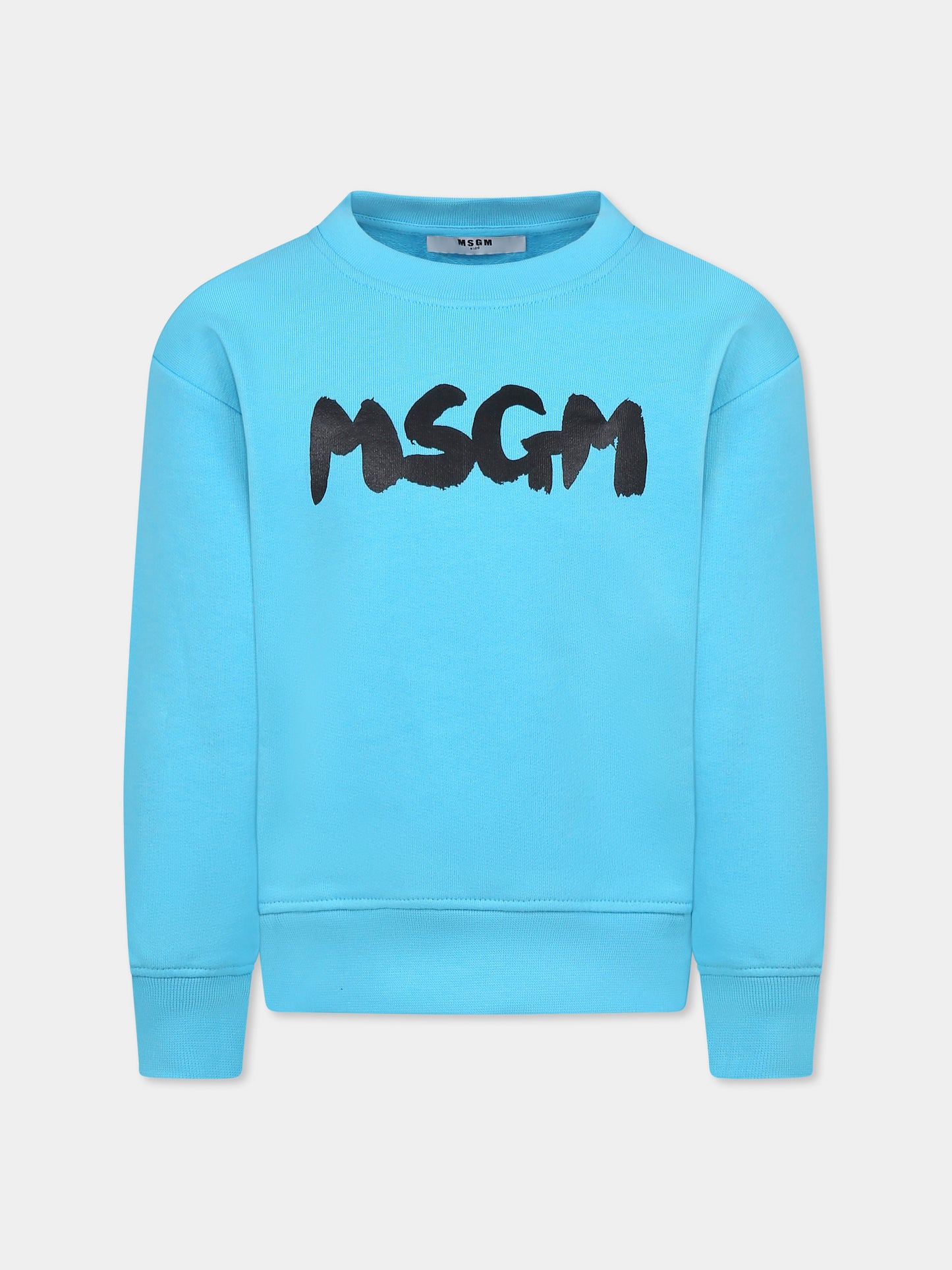 Felpa celeste per bambini con logo,Msgm Kids,S5MSJUSW053 MS005