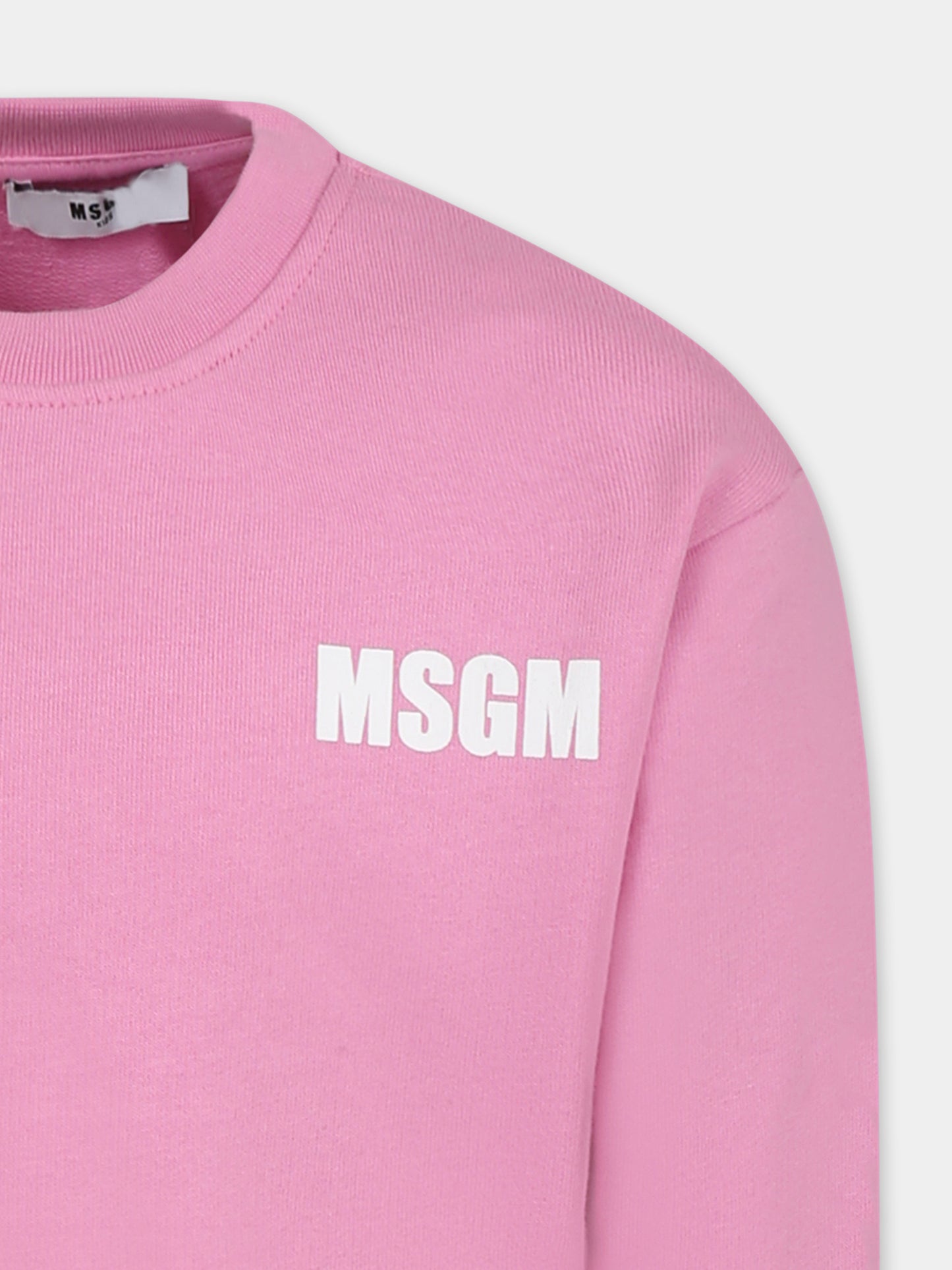 Pink sweatshirt for girl with logo