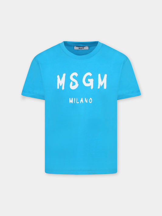 Light blue t-shirt for kids with logo