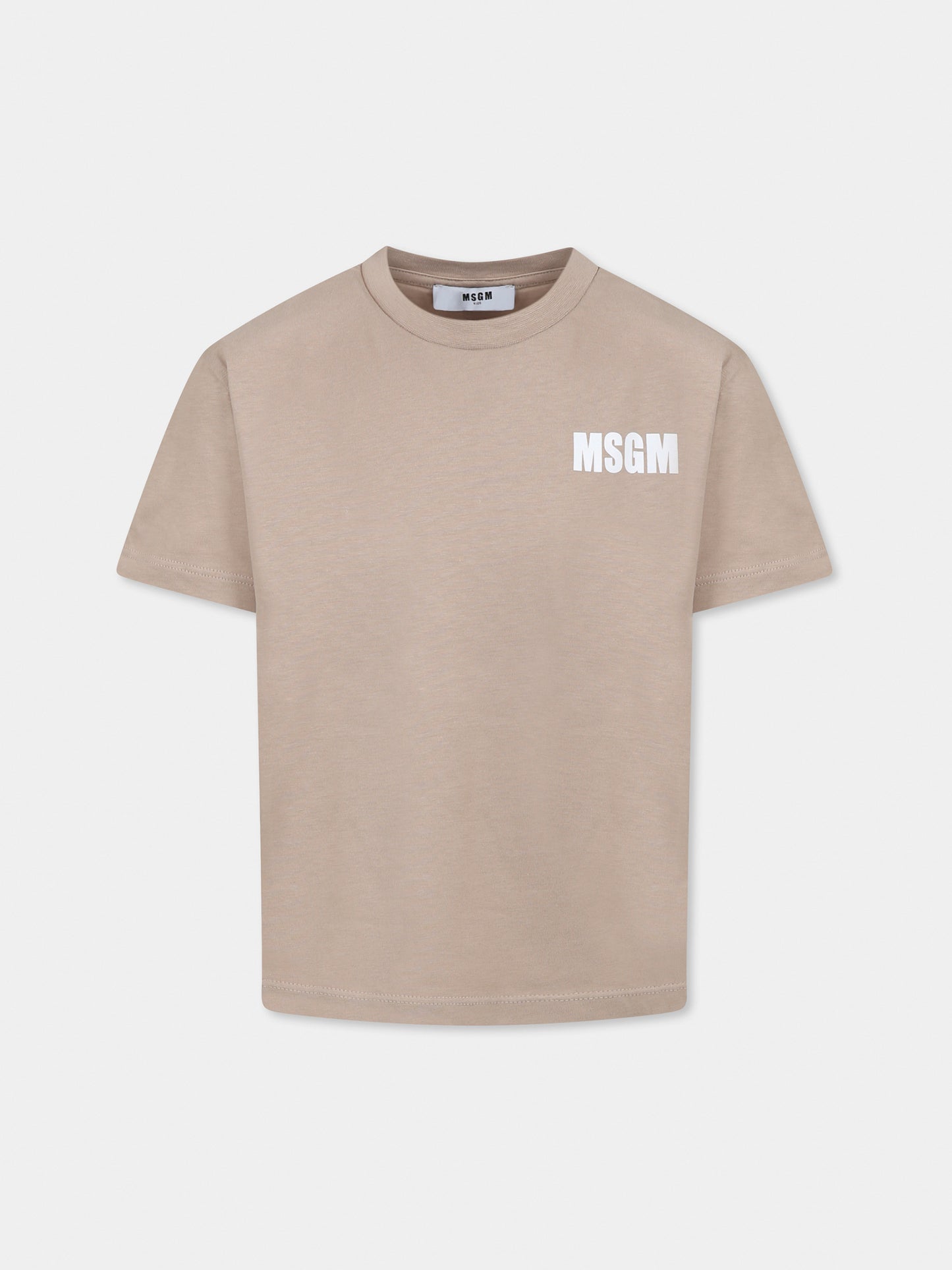 Beige t-shirt for kids with logo