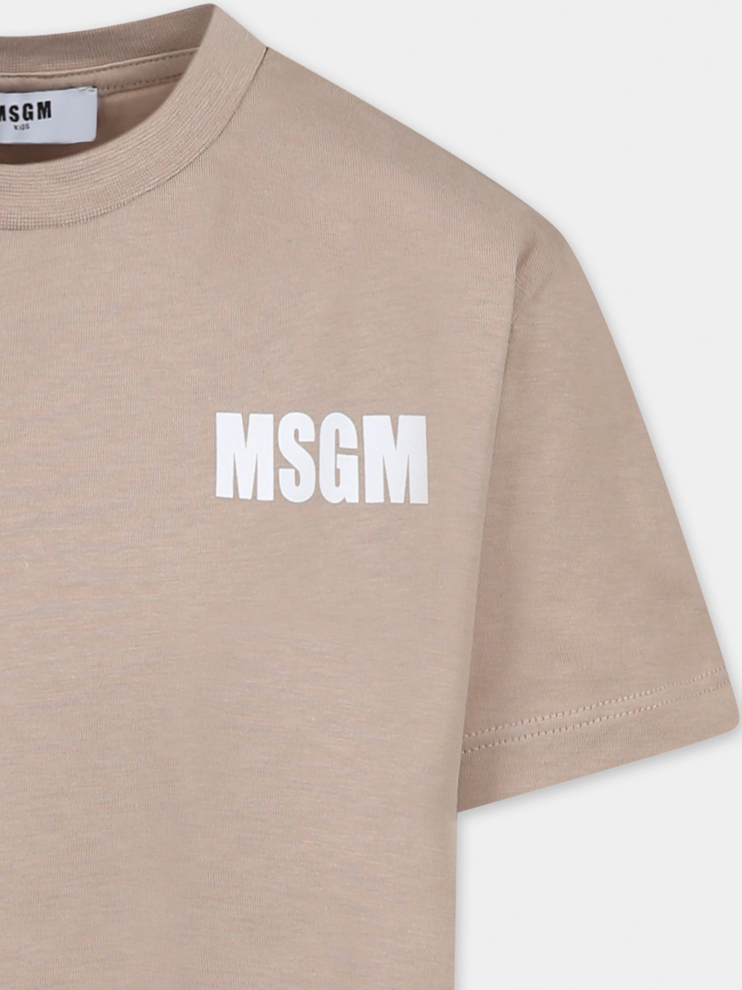 Beige t-shirt for kids with logo