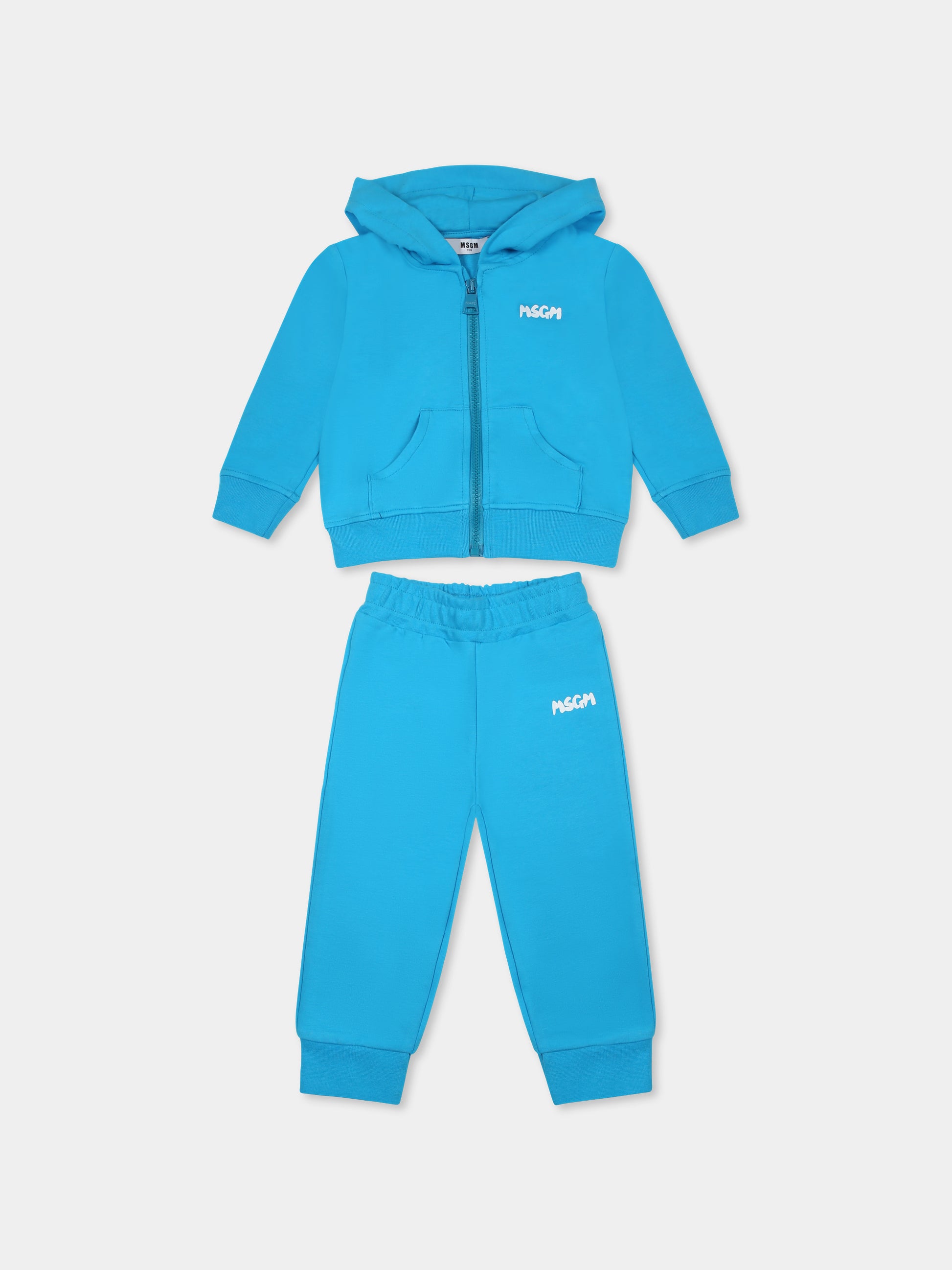 Completo azzurro per neonati con logo,Msgm Kids,S5MSUNSF302 MS011