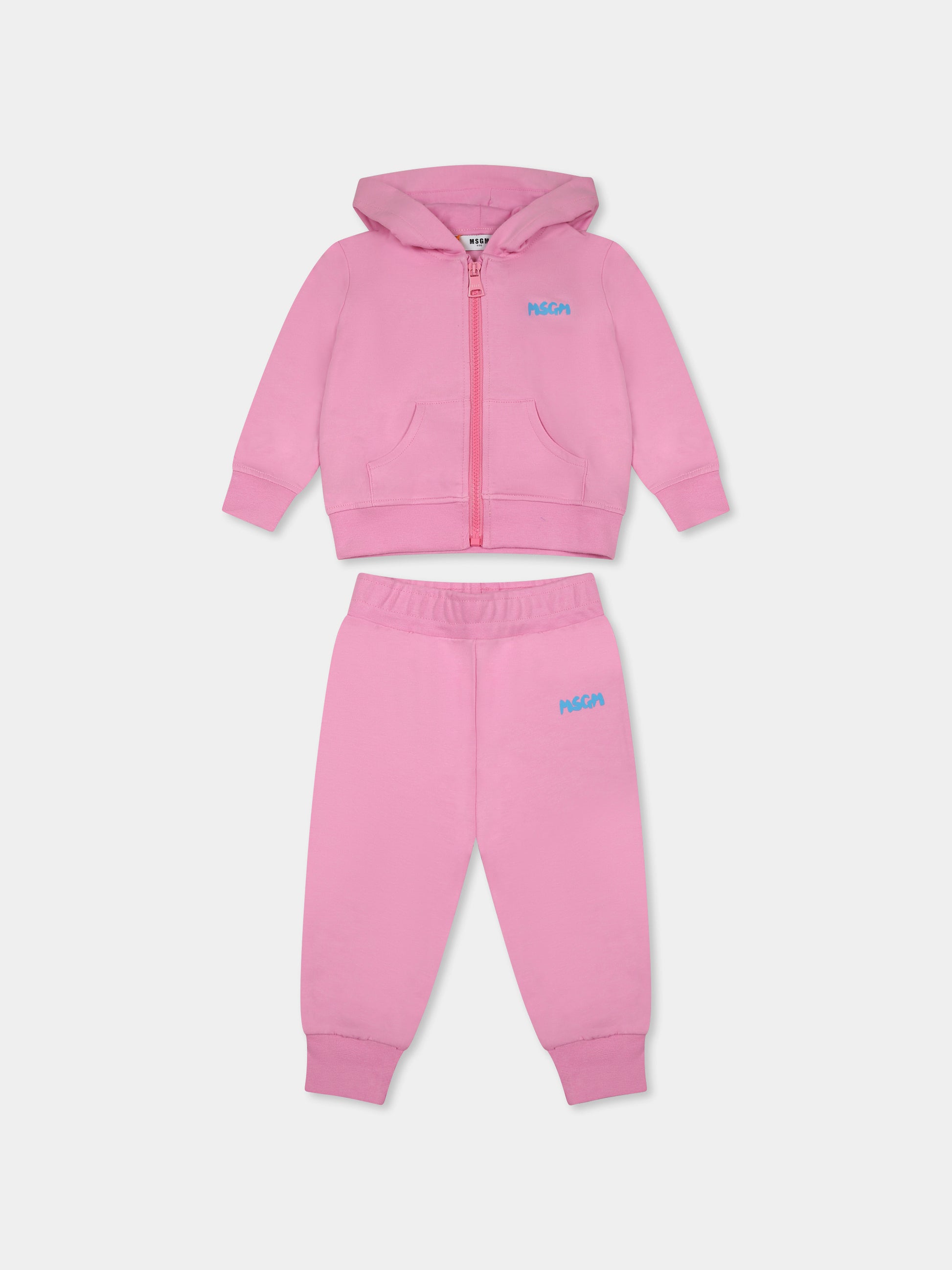 Completo rosa per neonata con logo,Msgm Kids,S5MSUNSF302 MS003