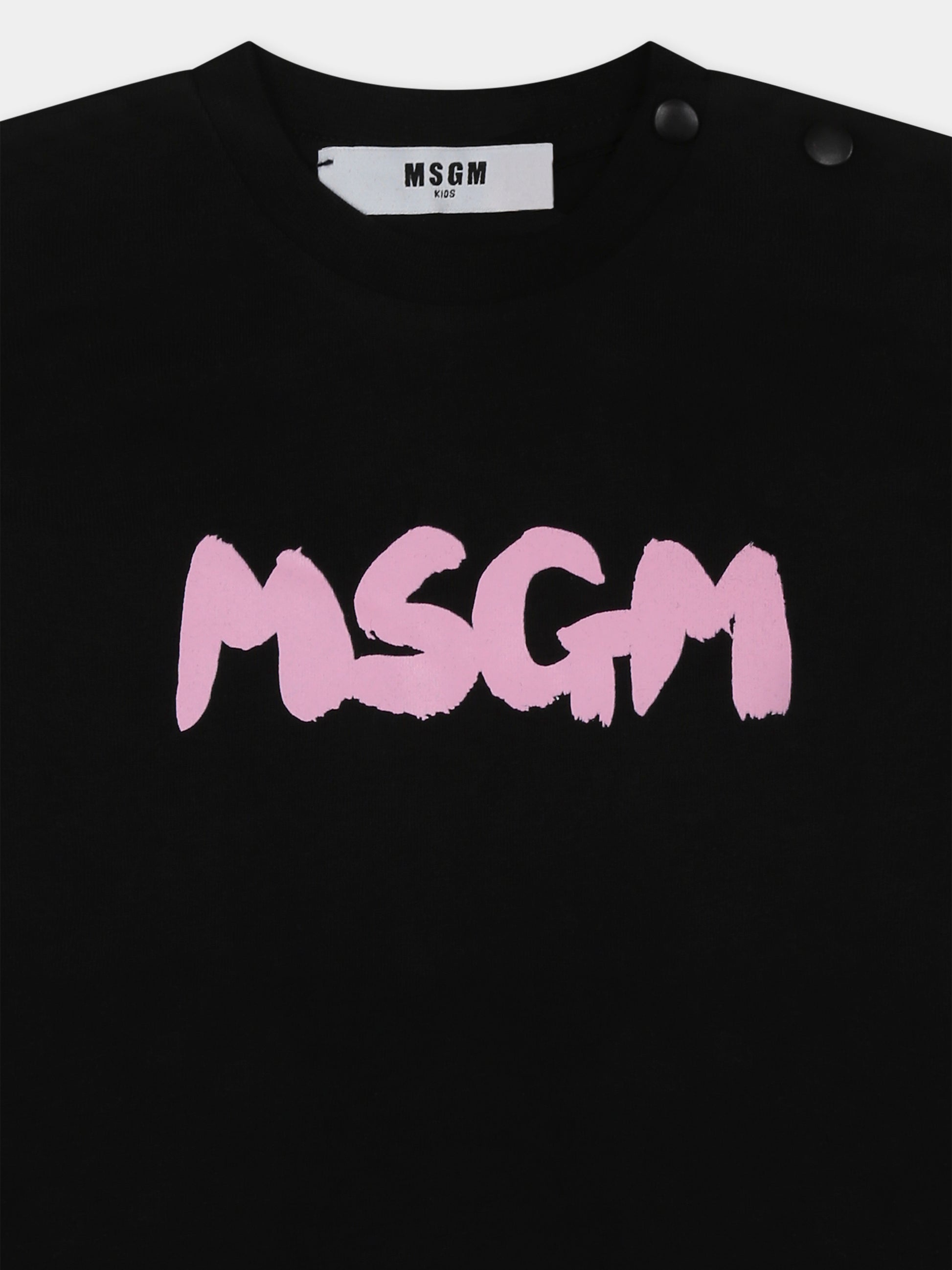 T-shirt nera per neonata con logo,Msgm Kids,S5MSUNTH310 110/75
