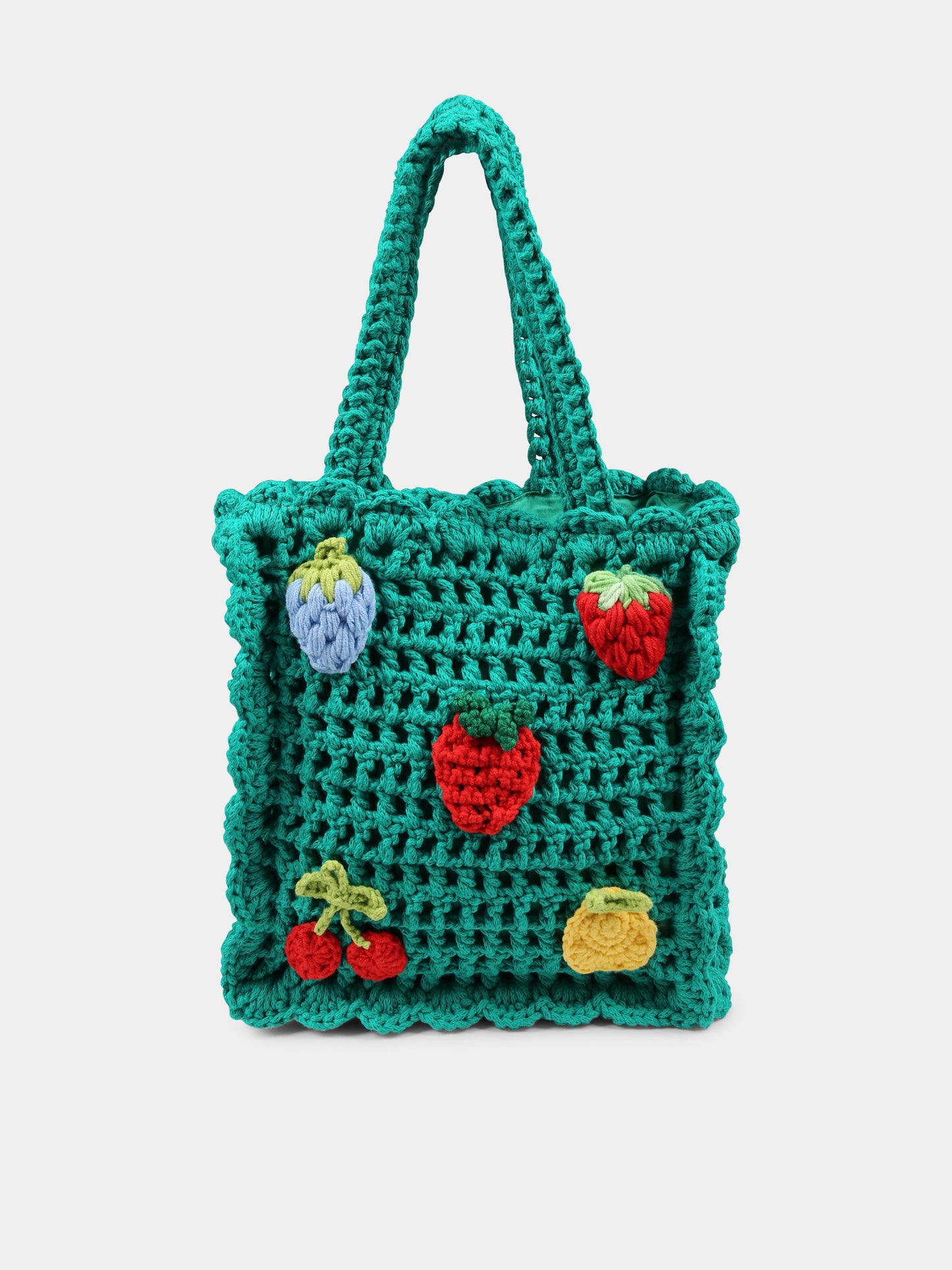 Borsa verde per bambina con frutta,Stella Mccartney Kids,TW0A28 Z2942 750