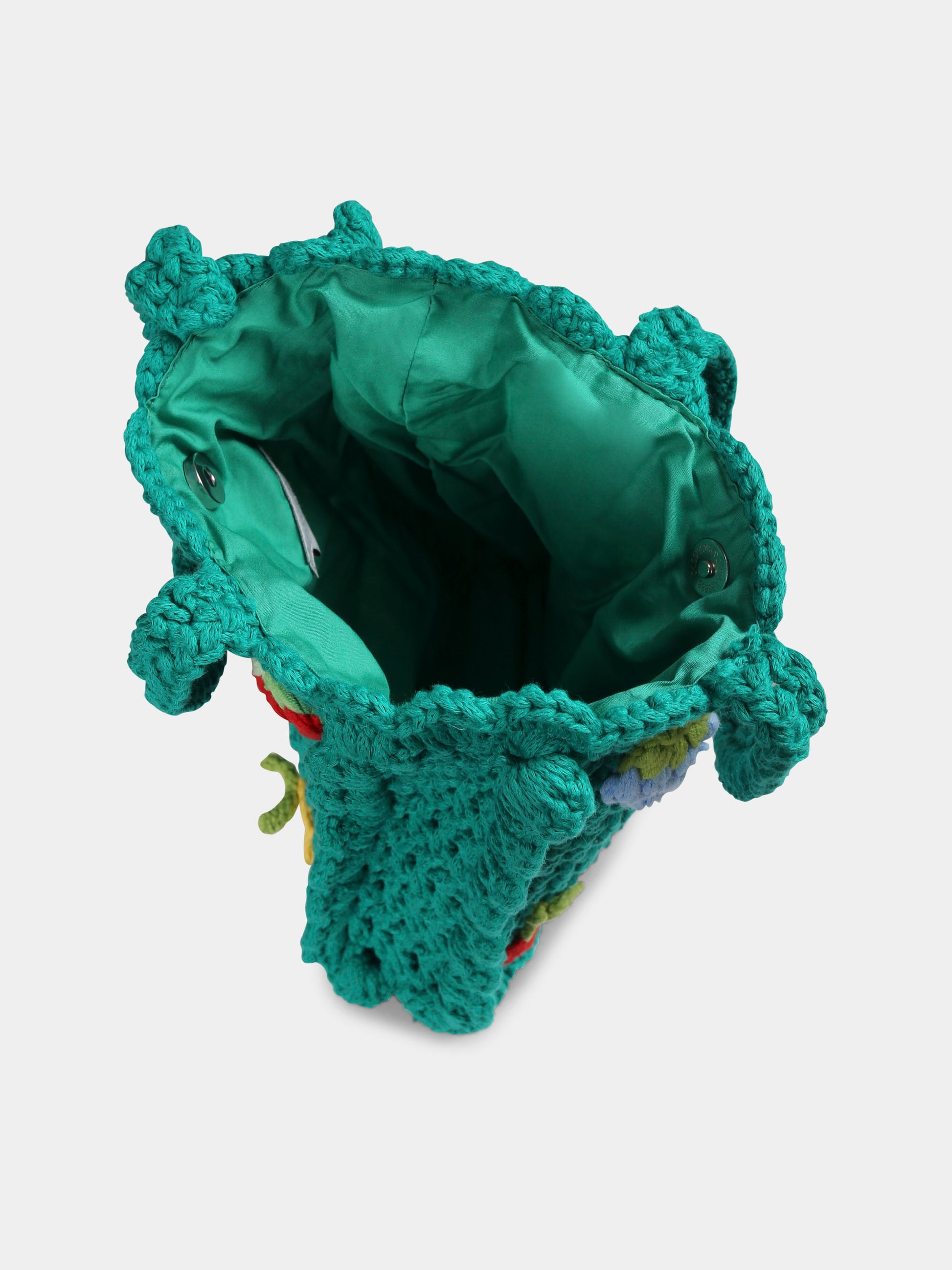 Borsa verde per bambina con frutta,Stella Mccartney Kids,TW0A28 Z2942 750