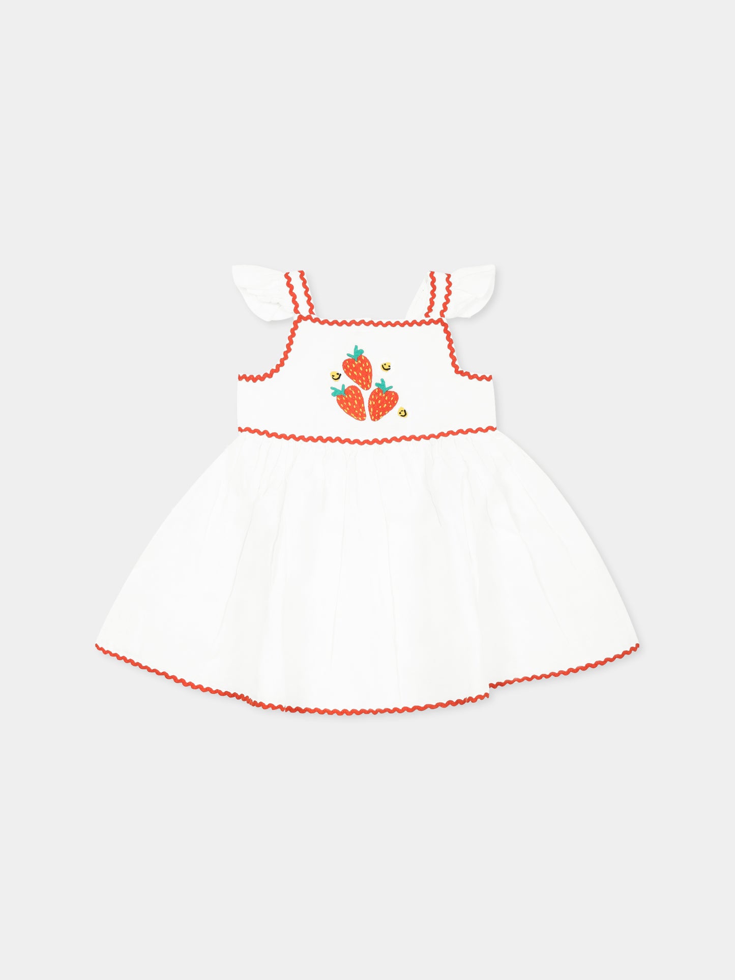 Vestito bianco per neonata con fragole,Stella Mccartney Kids,TW1072 Z0138 101