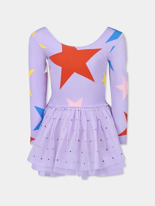 Vestito viola per bambina con stelle e strass,Stella Mccartney Kids,TW1D80 Z2708 522MC