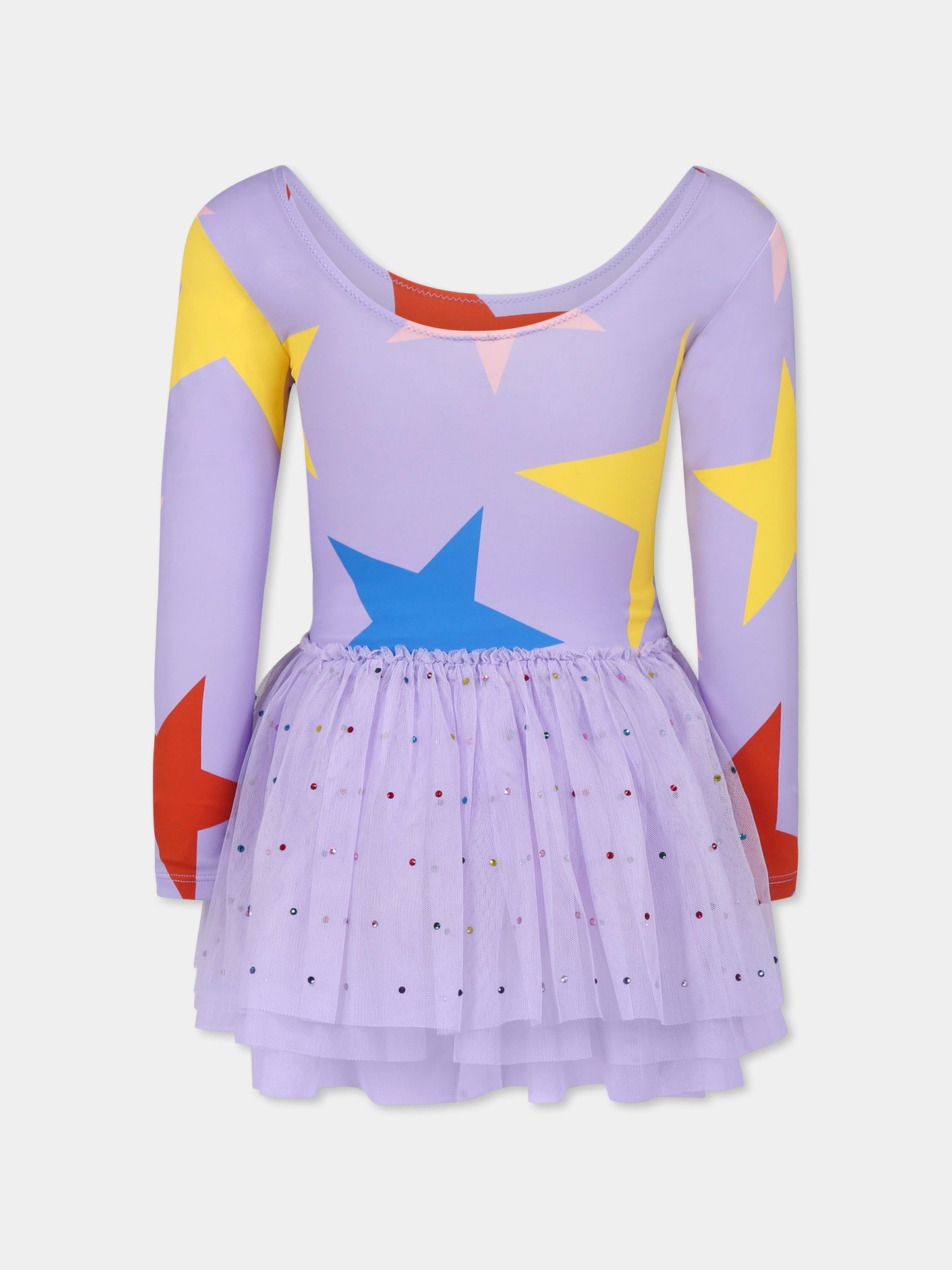 Vestito viola per bambina con stelle e strass,Stella Mccartney Kids,TW1D80 Z2708 522MC