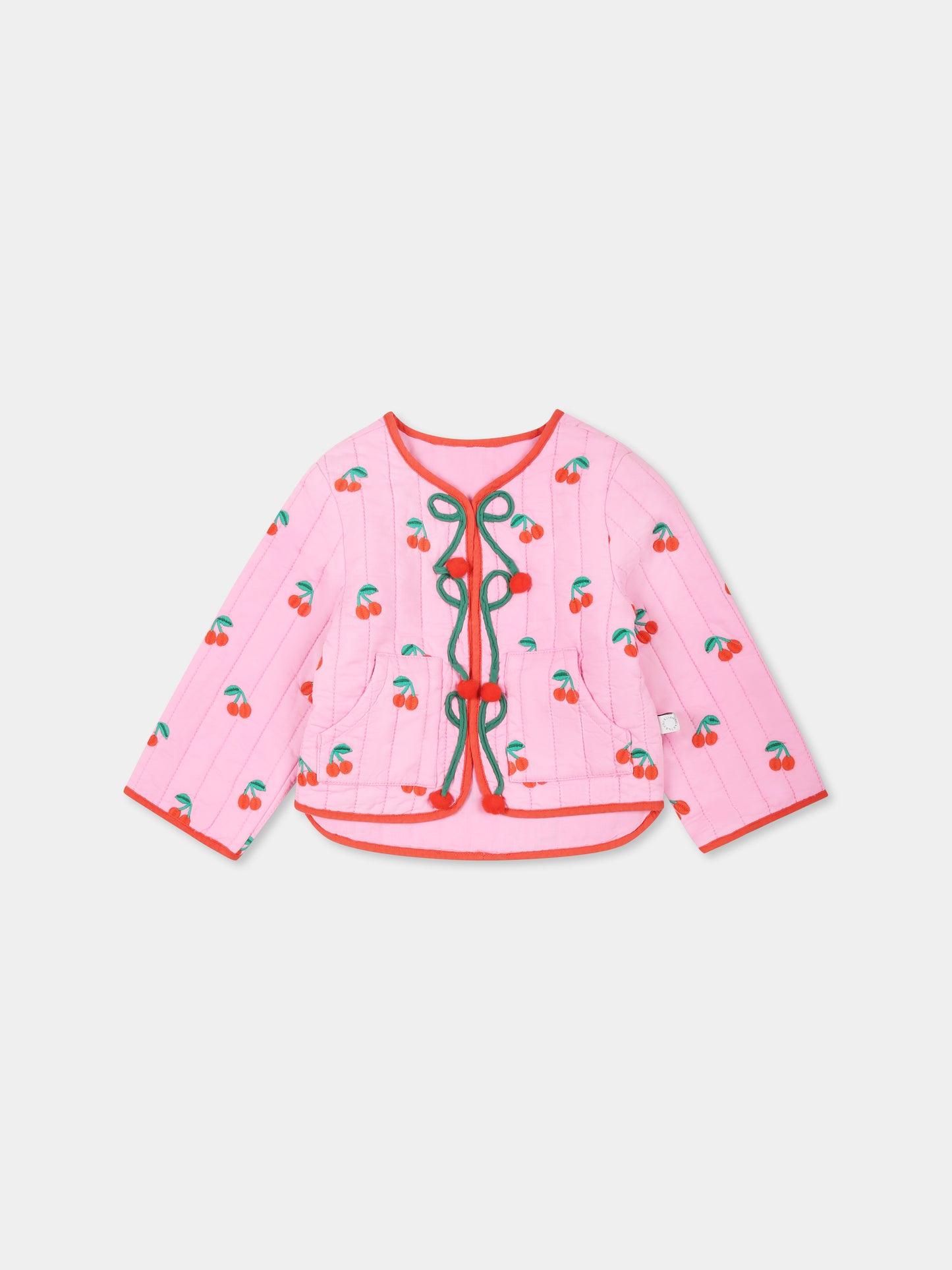 Giubbotto rosa per neonata con ciliegie all over,Stella Mccartney Kids,TW2017 Z2718 51CMC