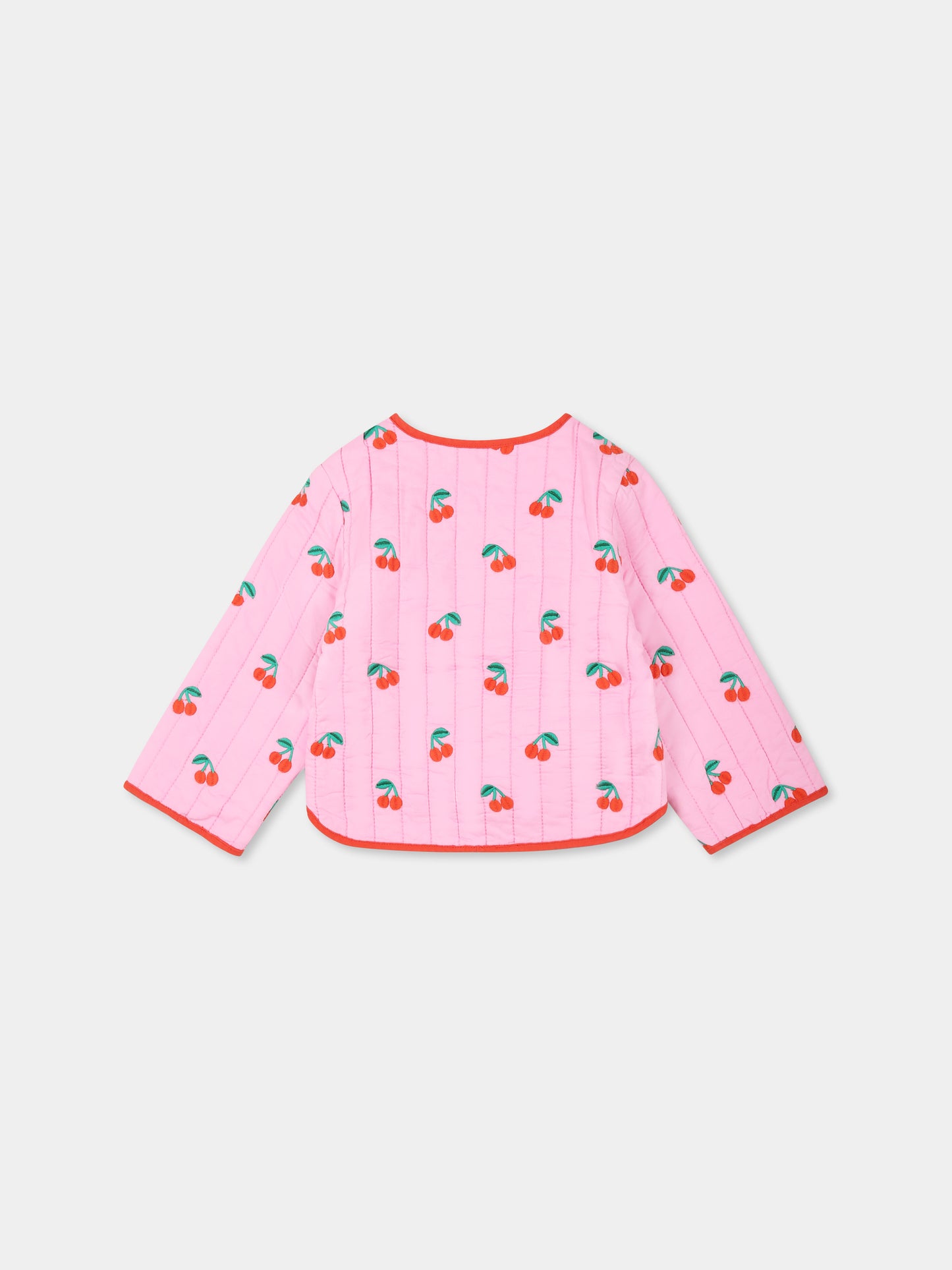 Giubbotto rosa per neonata con ciliegie all over,Stella Mccartney Kids,TW2017 Z2718 51CMC