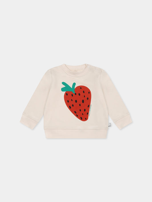 Felpa avorio per neonata con fragola,Stella Mccartney Kids,TW4050 Z0499 50I