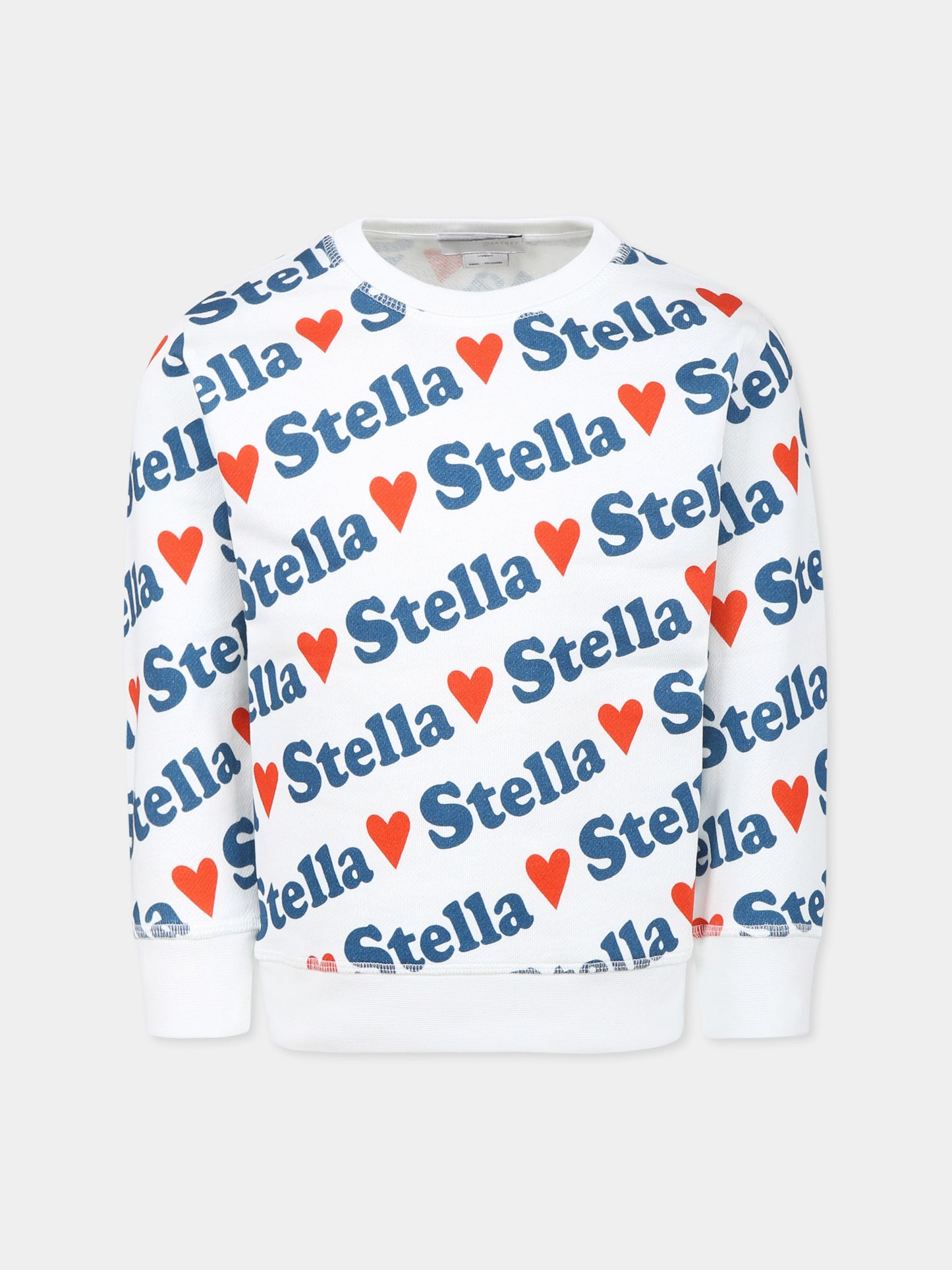 Felpa bianca per bambina con logo all over,Stella Mccartney Kids,TW4C40 Z2533 101MC