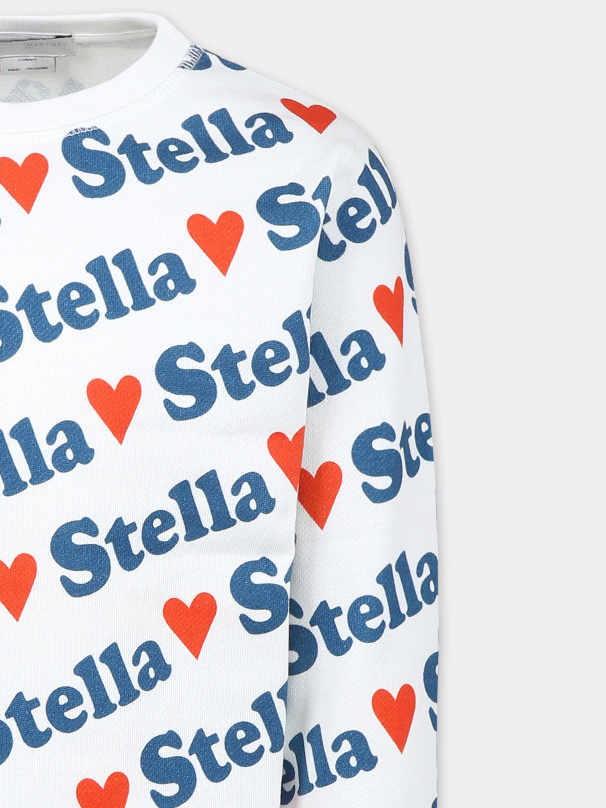 Felpa bianca per bambina con logo all over,Stella Mccartney Kids,TW4C40 Z2533 101MC