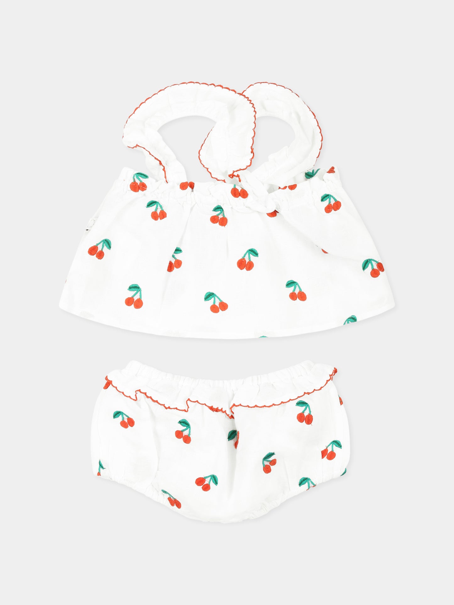 Completo bianco per neonata con fragole all over,Stella Mccartney Kids,TW5002 Z2752 101MC
