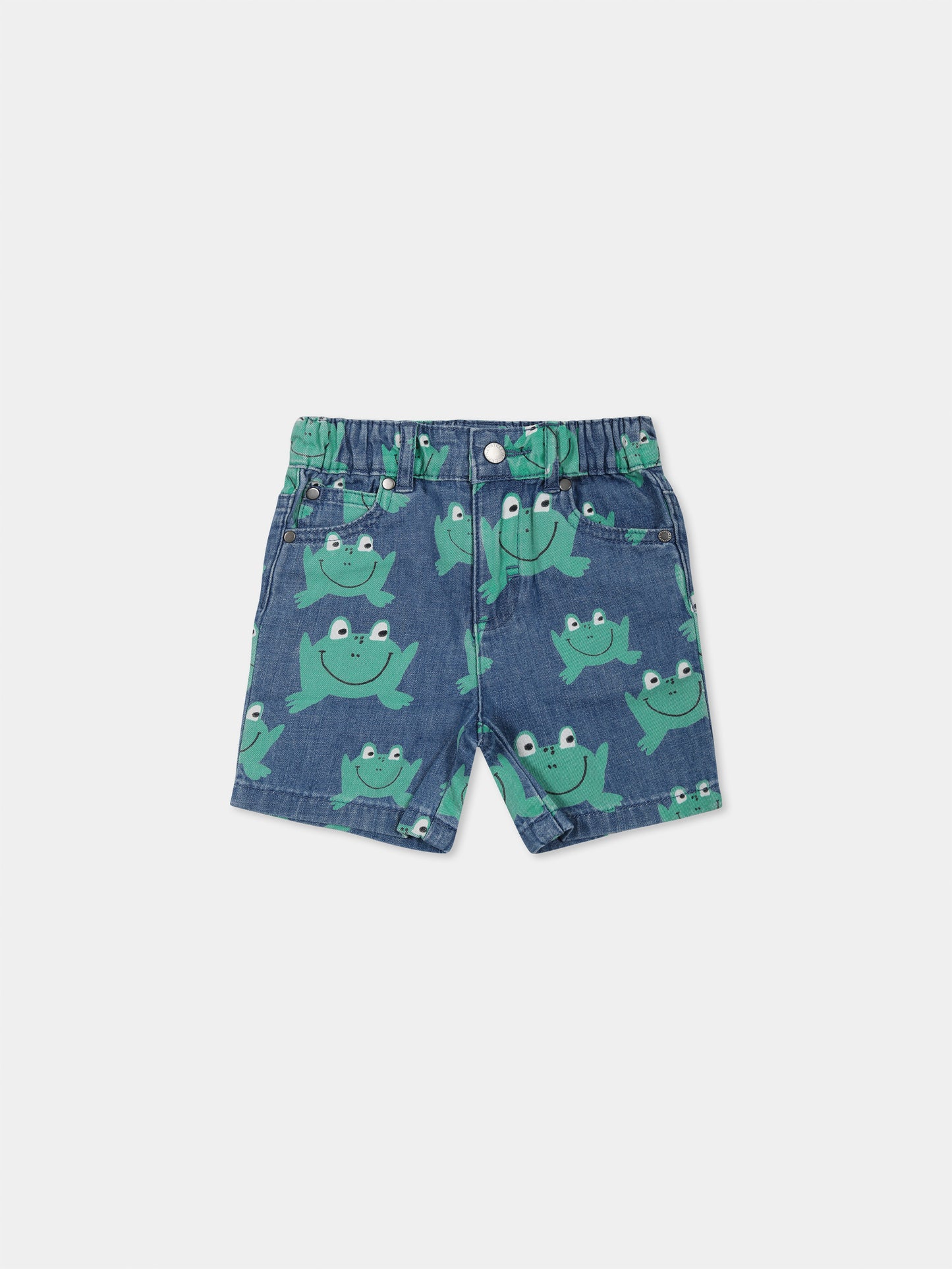 Blue shorts for baby boy with frogs