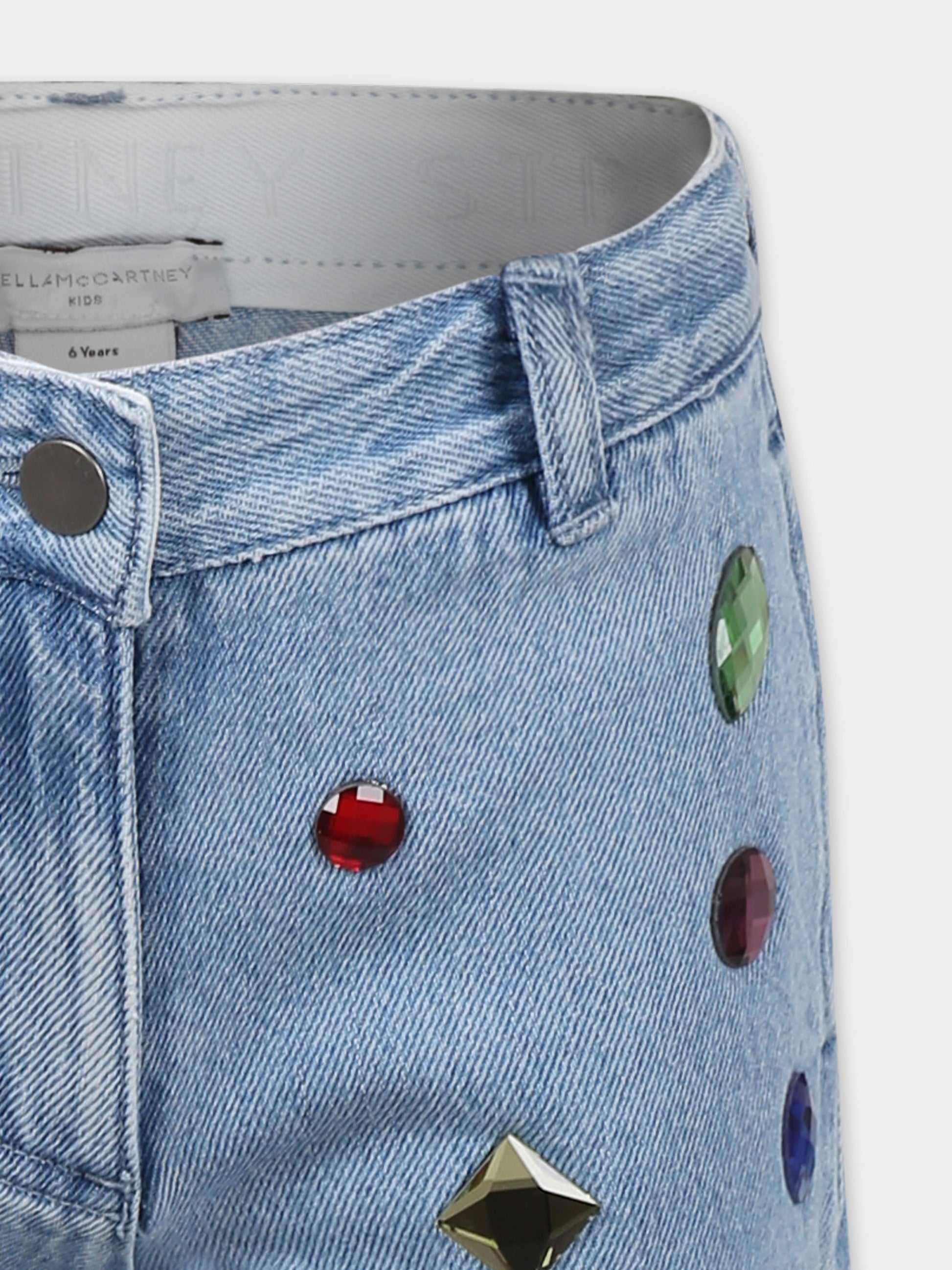 Jeans celesti per bambina con gemme colorate,Stella Mccartney Kids,TW6C20 Z0746 600