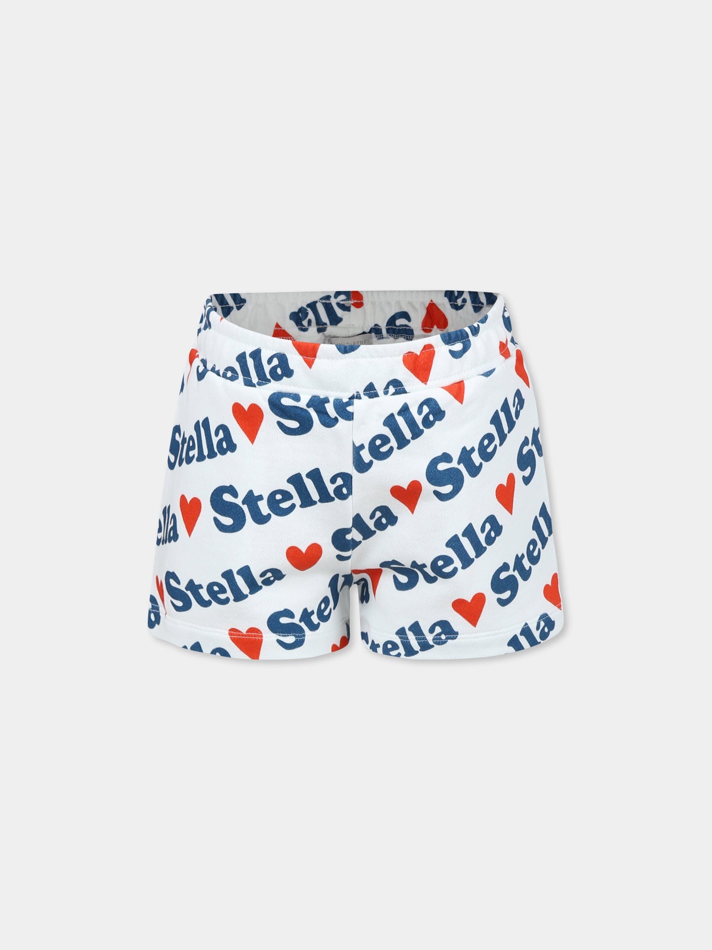 Shorts bianchi per bambina con logo all over,Stella Mccartney Kids,TW6E29 Z2533 101MC