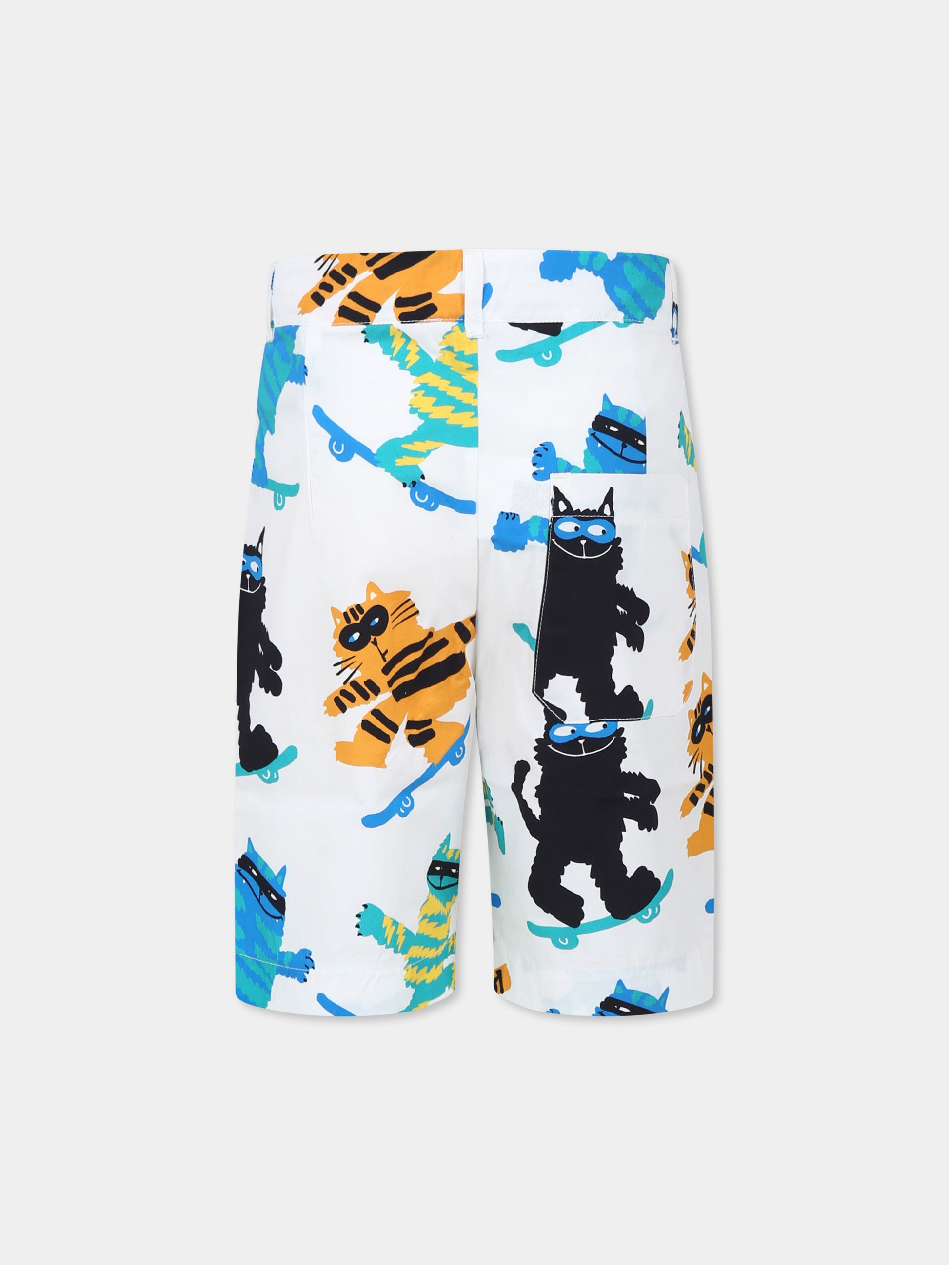 Shorts bianchi per bambino con gatti all over,Stella Mccartney Kids,TW6Q19 Z2642 101MC