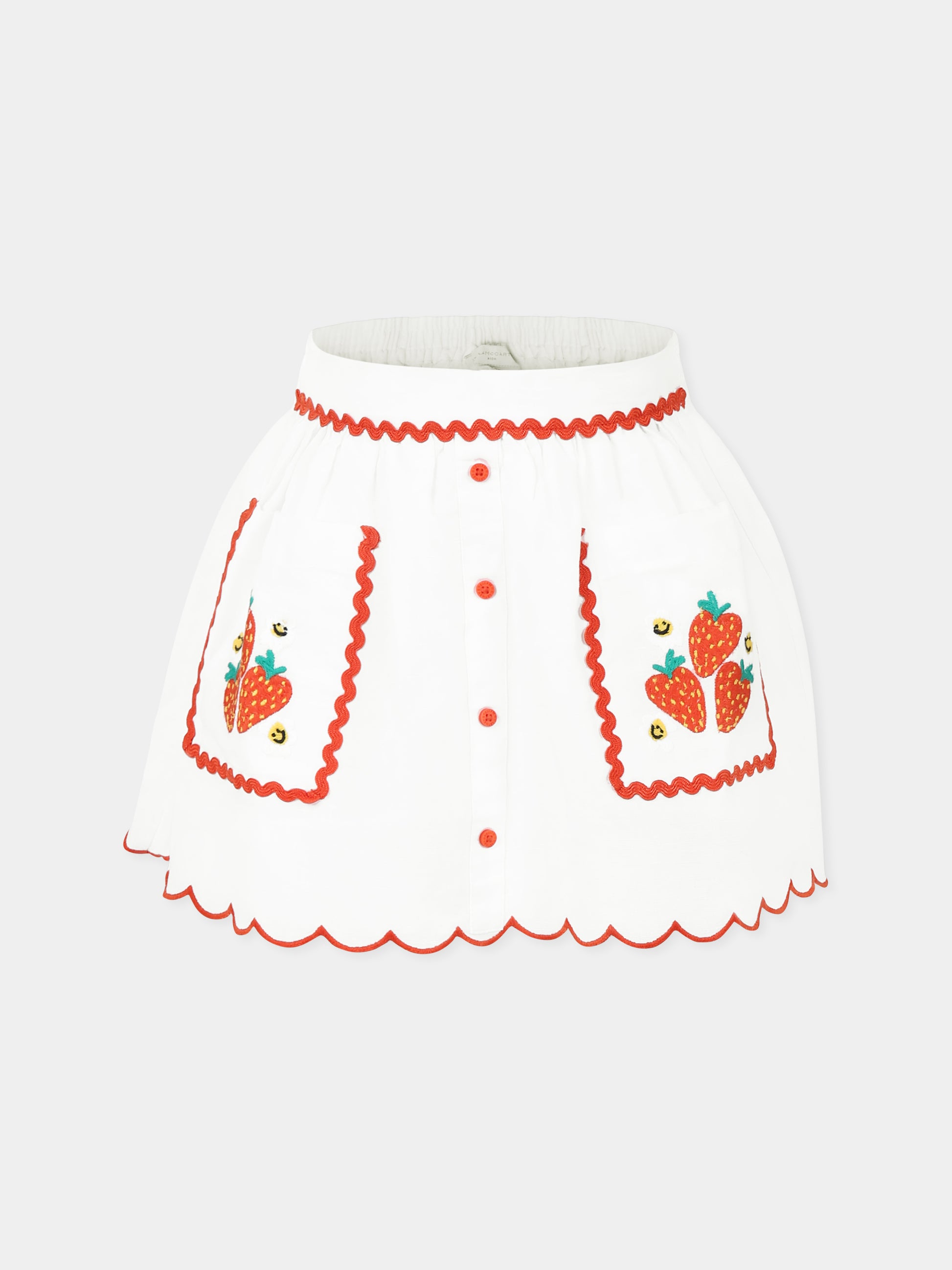 Gonna bianca per bambina con fragole,Stella Mccartney Kids,TW7A41 Z0138 101