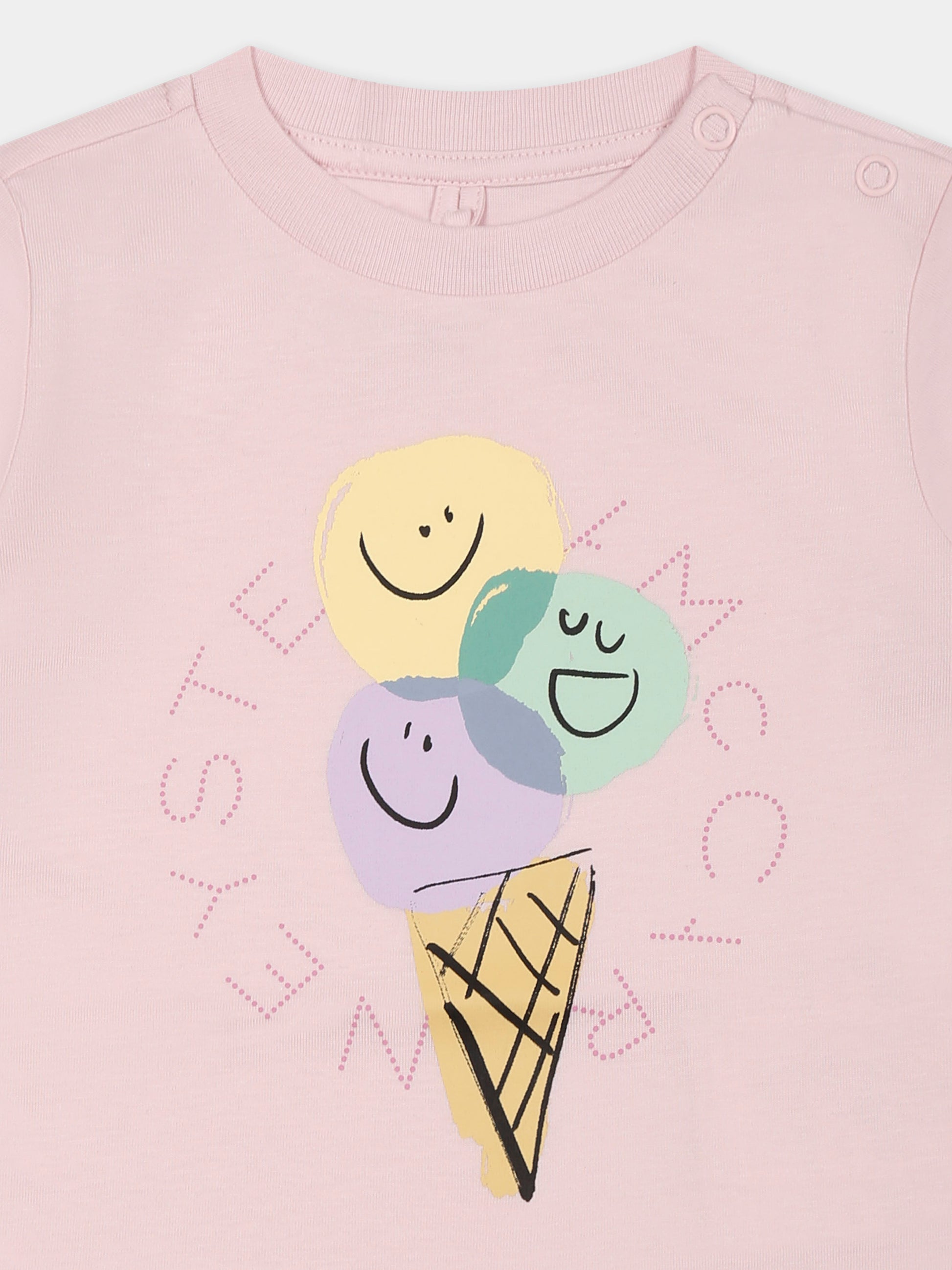 T-shirt rosa per neonata con gelato,Stella Mccartney Kids,TW8171 Z0434 545
