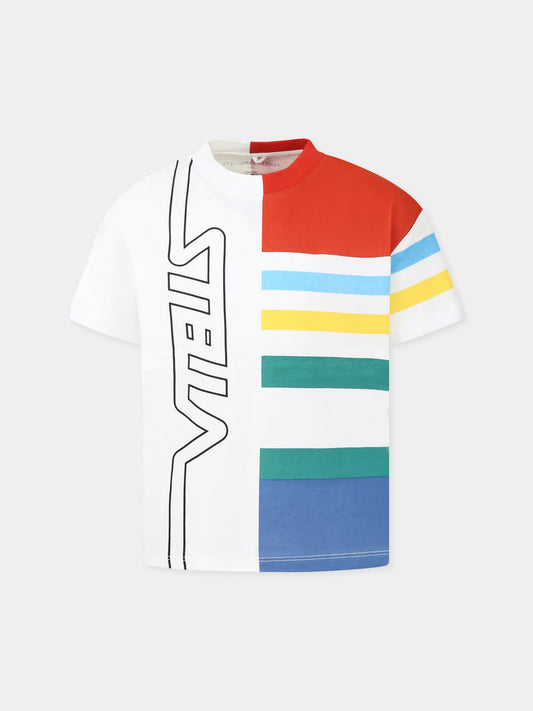 White t-shirt for boy with logo