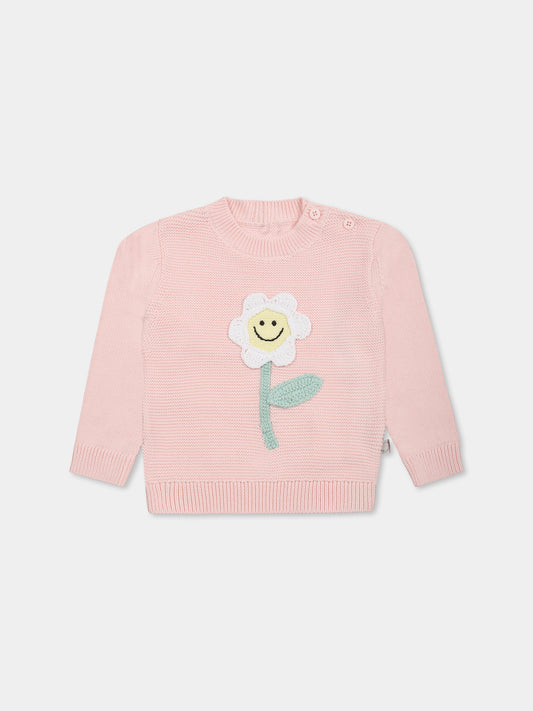Pink sweater for baby girl with flower