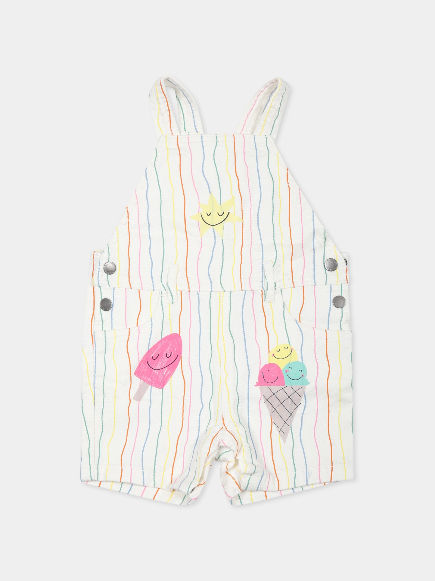 Salopette bianca per neonata con gelati,Stella Mccartney Kids,TWA072 Z2762 101MC